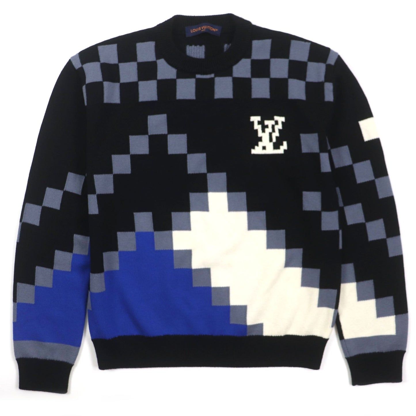 LOUIS VUITTON sweater Main: 100% wool Black Blue Multi LV Fair Isle Macro mens S