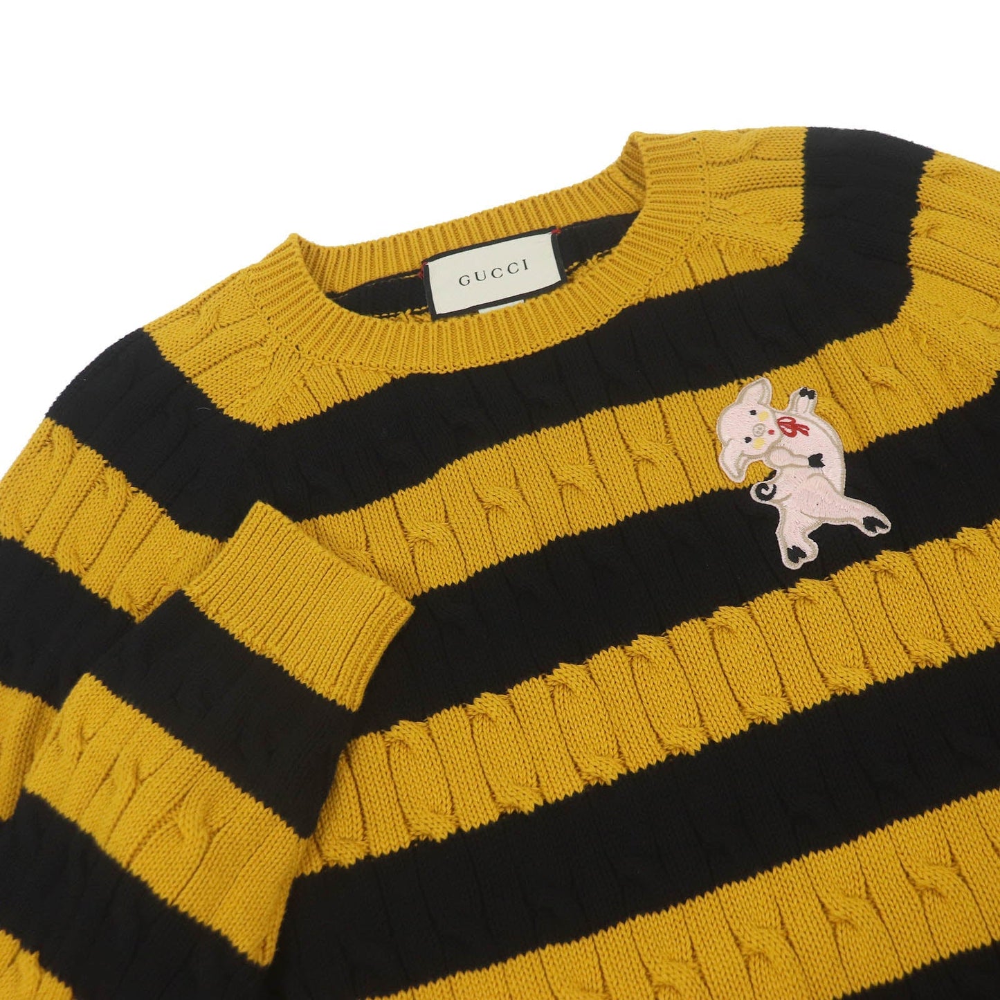 GUCCI sweater 545709 Main: 100% cotton, some: nylon, some: acrylic, some: polyester, some: wool Yellow black mens S