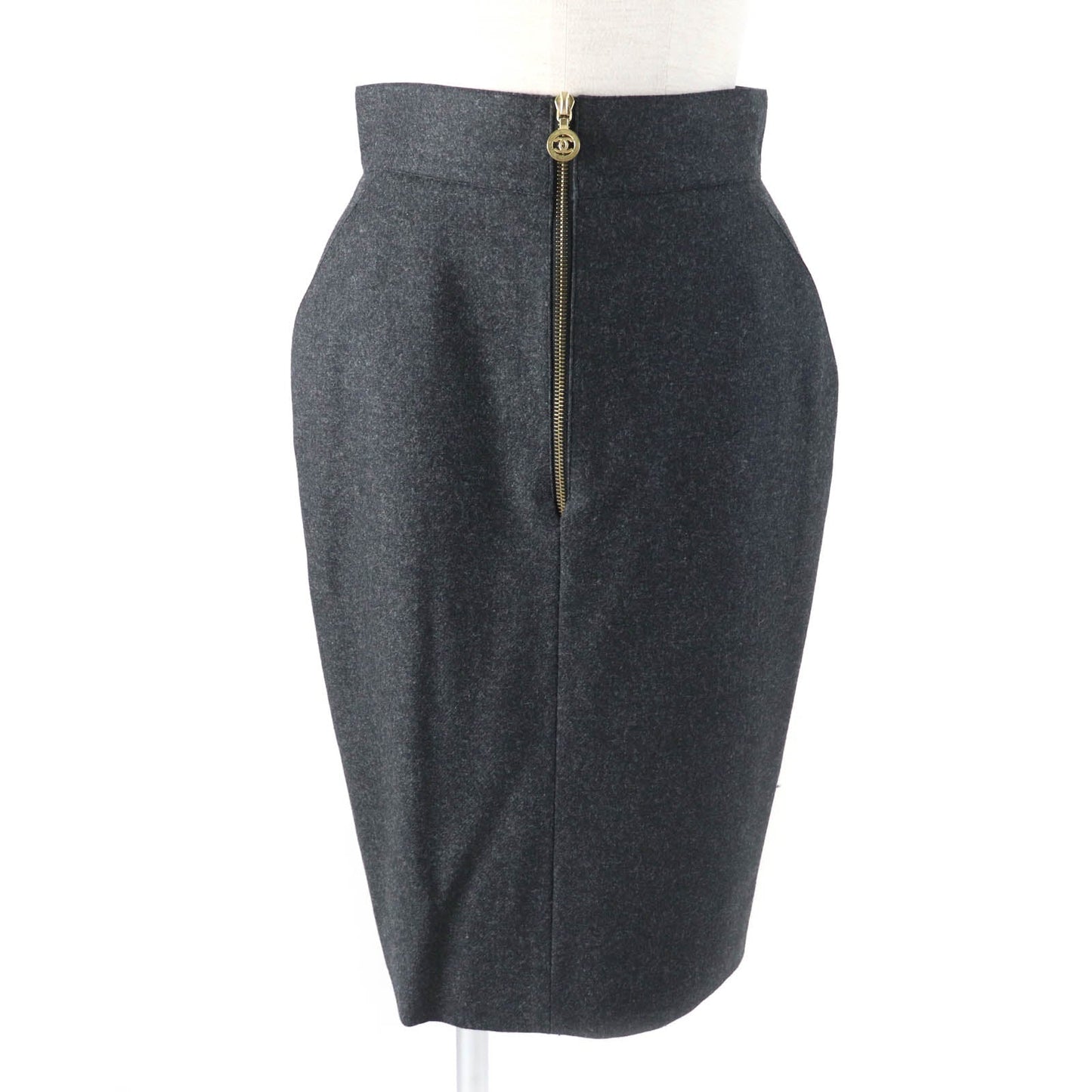 CHANEL Tight Skirt 60PA19229 Outer: 100% wool, Lining: 100% silk Charcoal gray Women 38