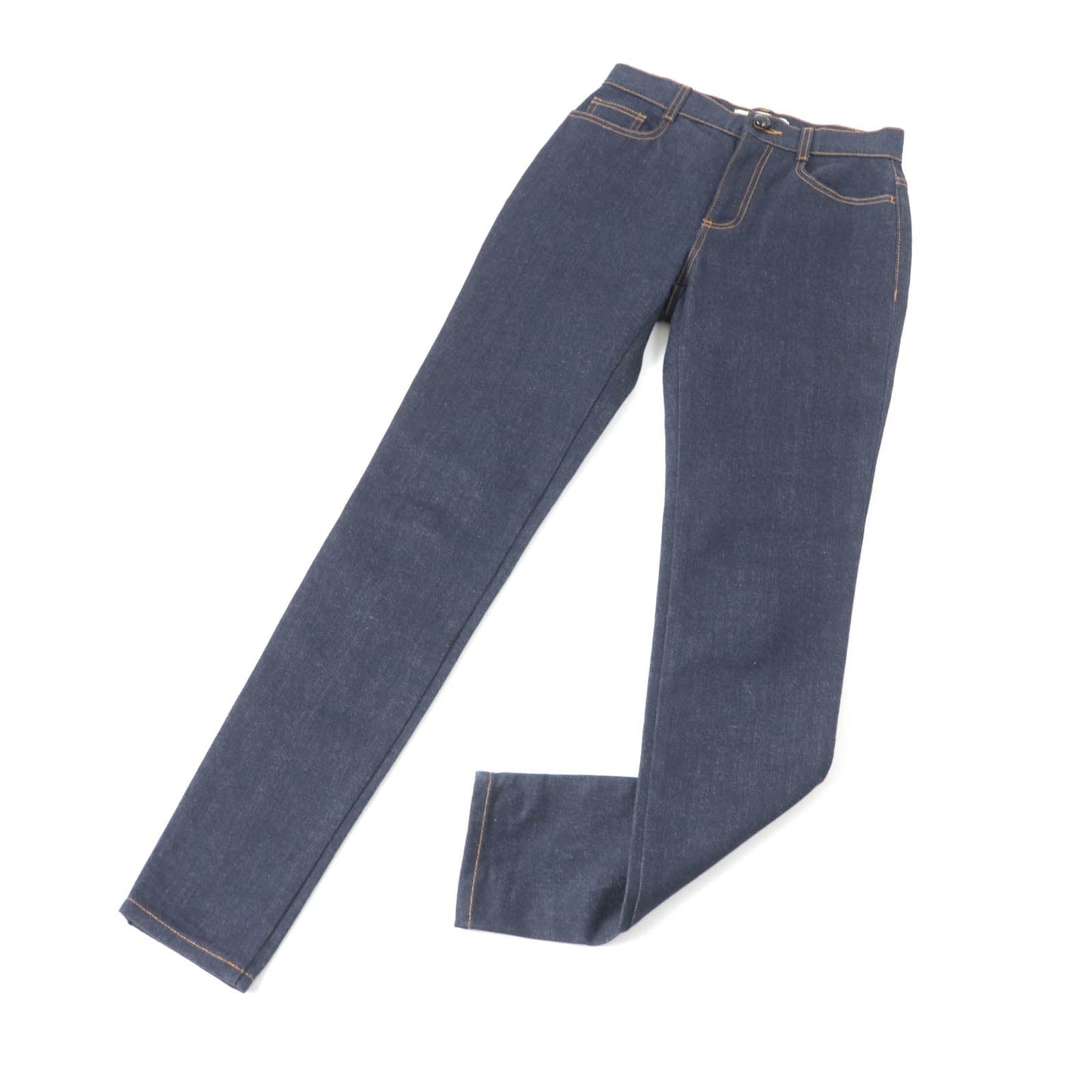 FENDI Denim pants FLP673 Main: 98% cotton, Main: 2% polyurethane, Part: leather, Part: polyester Indigo Women 38