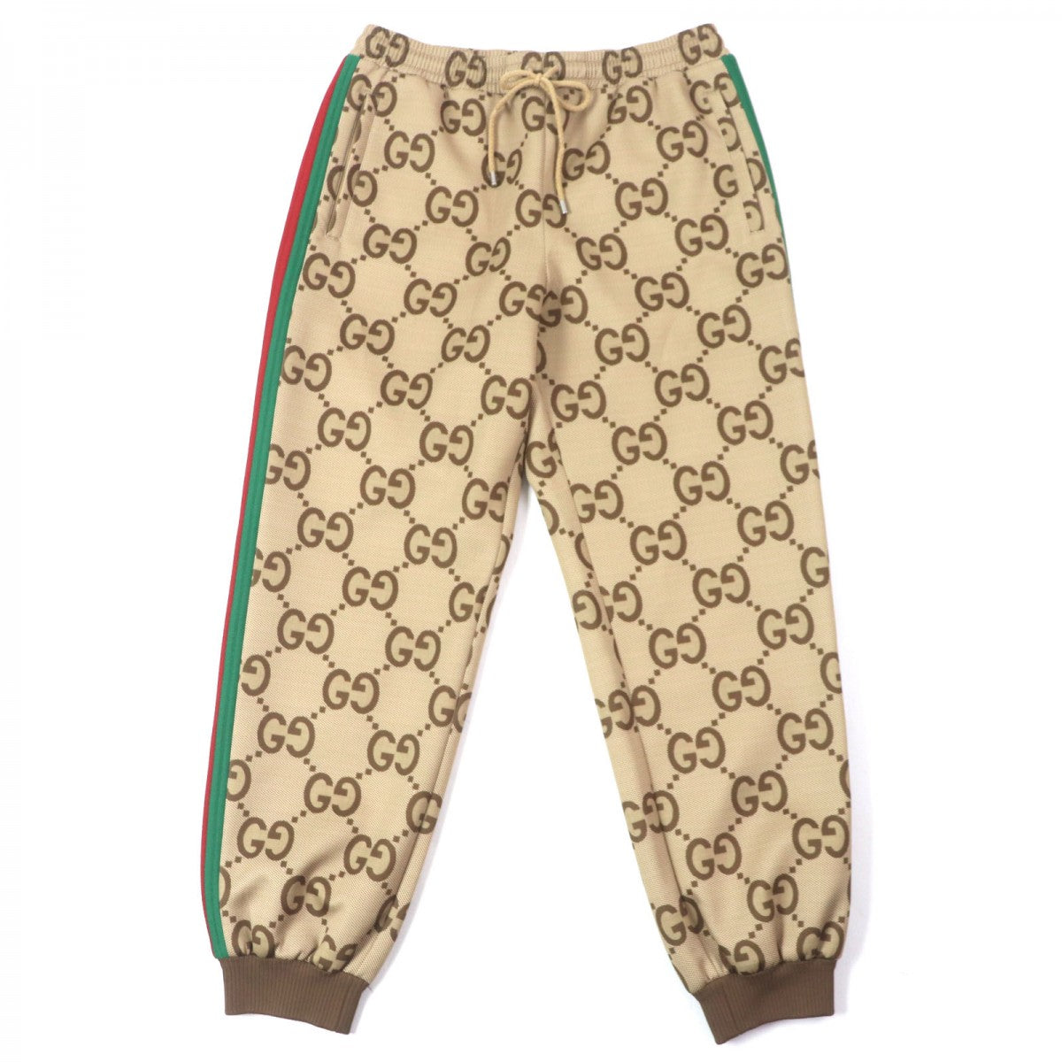 GUCCI Pants 715192 Main: 85% polyester, Main: 15% polyurethane, Part: 100% polyester, Part: 91% polyester, Part: 6% nylon Brown type Jumbo GG Jogging Pant mens L