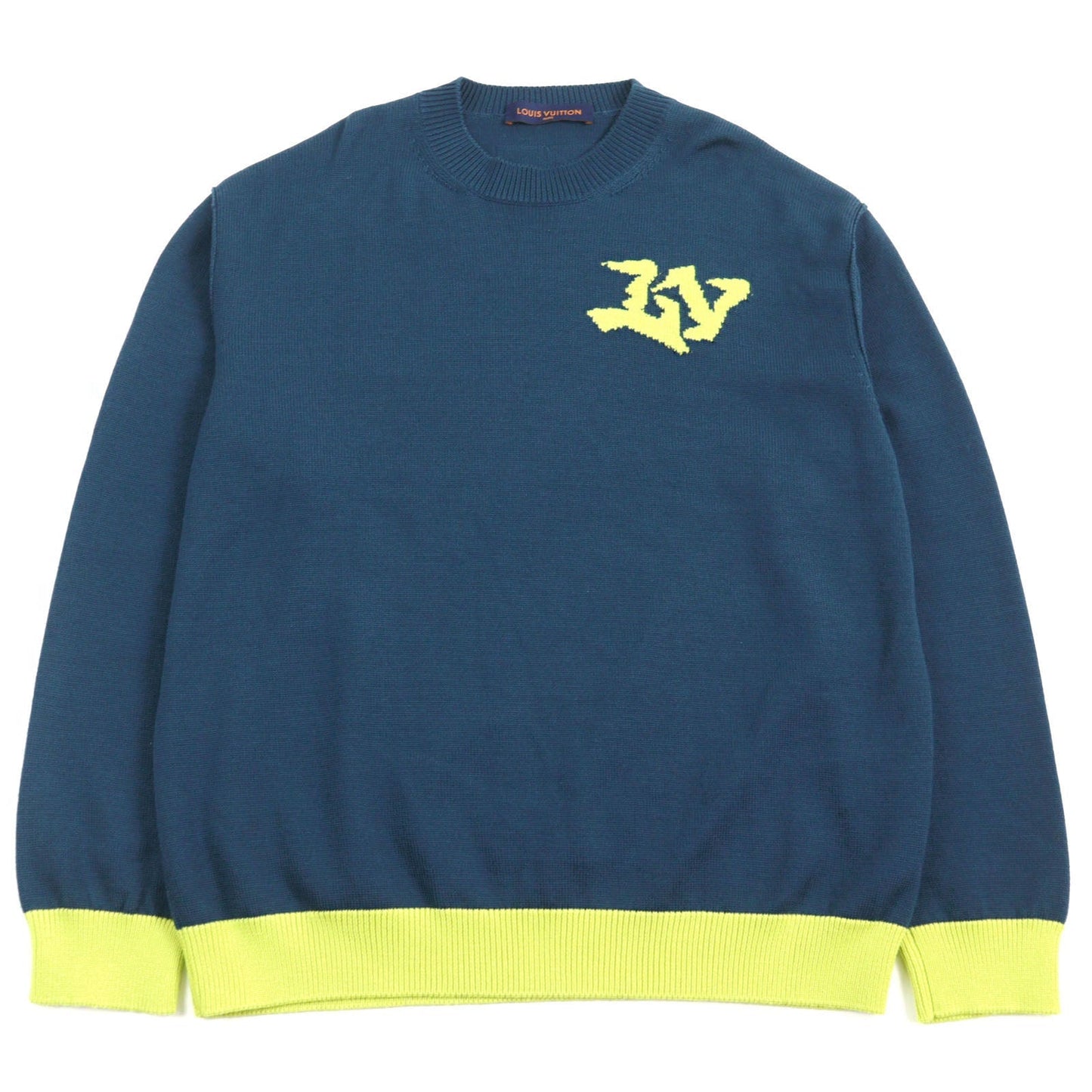LOUIS VUITTON knit HNN02W Main: 100% wool Blue yellow mens XL