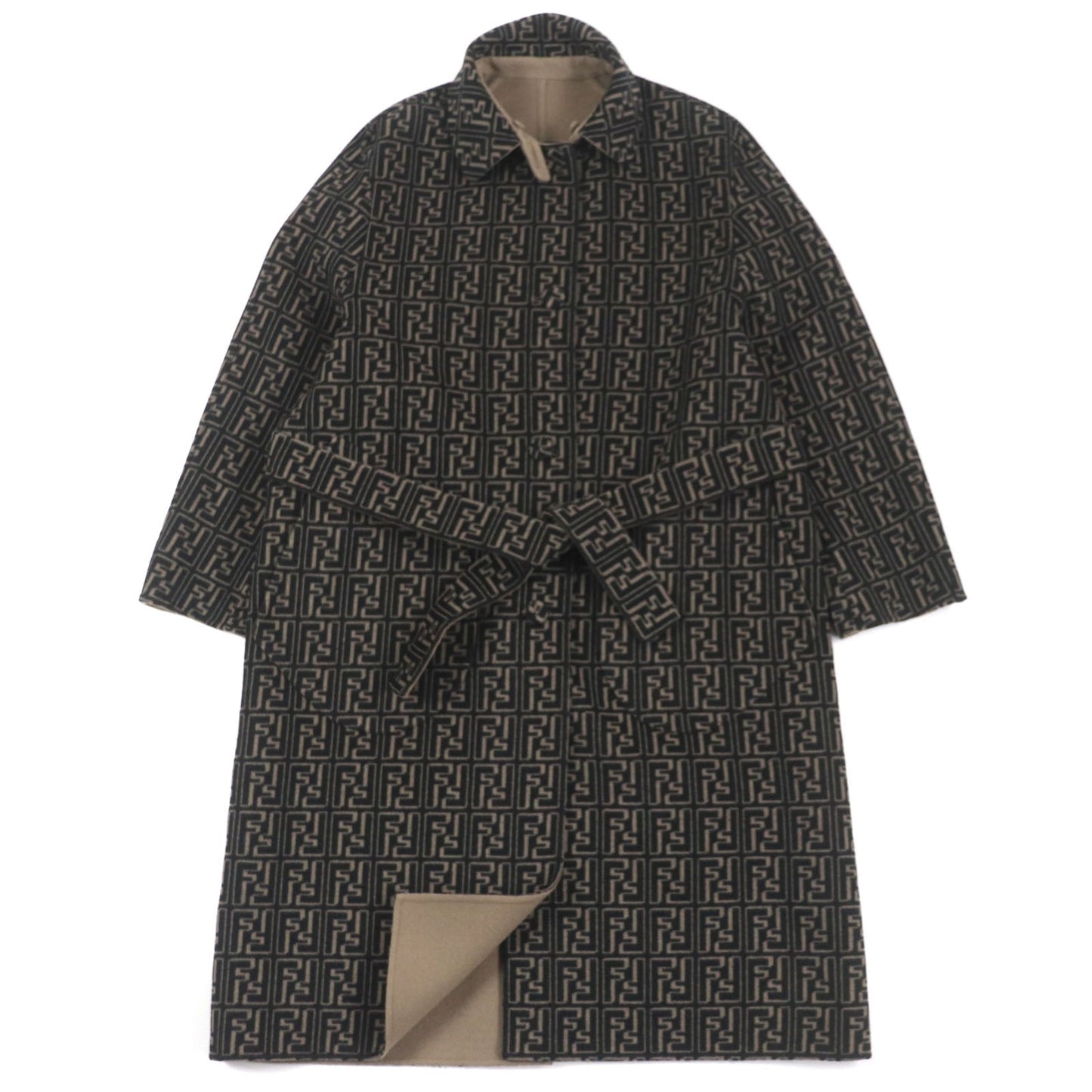 FENDI trench coat FF0667 AL57 Main: 99% wool, Main: 1% silk Brown black mens 52