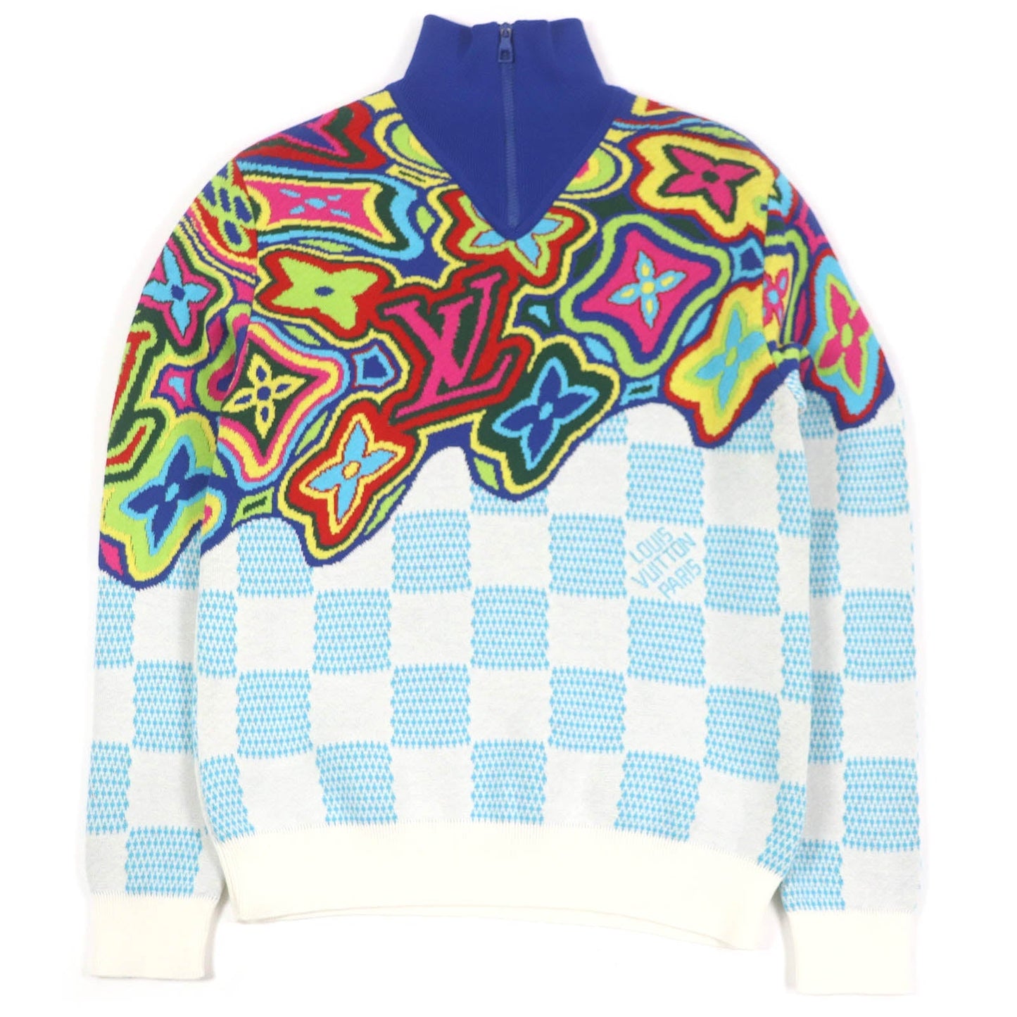 LOUIS VUITTON knit 1A8P4N Main: 97% cotton, Main: 2% nylon, Main: 1% polyurethane Blue type Multicolor mens XS