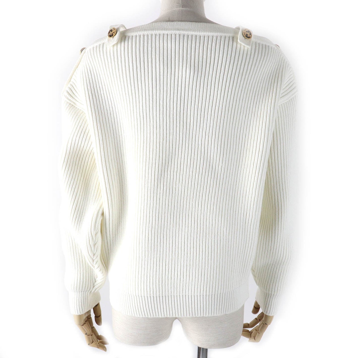 LOUIS VUITTON knit Main: 54% cotton, 43% polyester, 2% polyamide, 1% polyurethane white Nautical Shoulder Detail Knit Women M