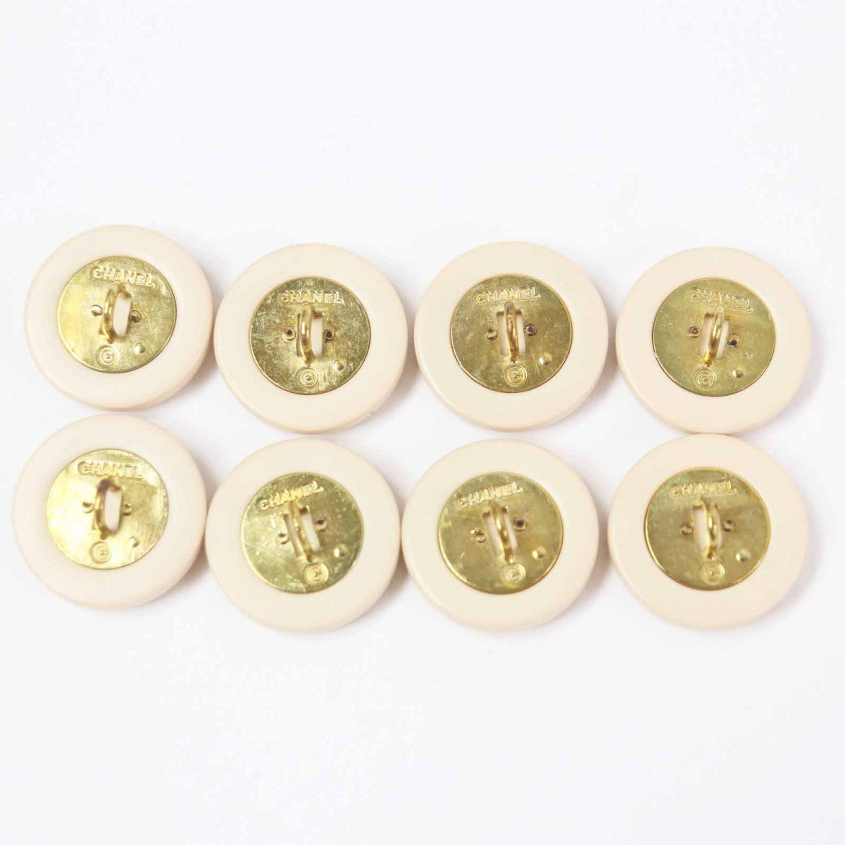 CHANEL Other fashion goods Plastic, Gold Plated beige Buttons, set of 8 Women