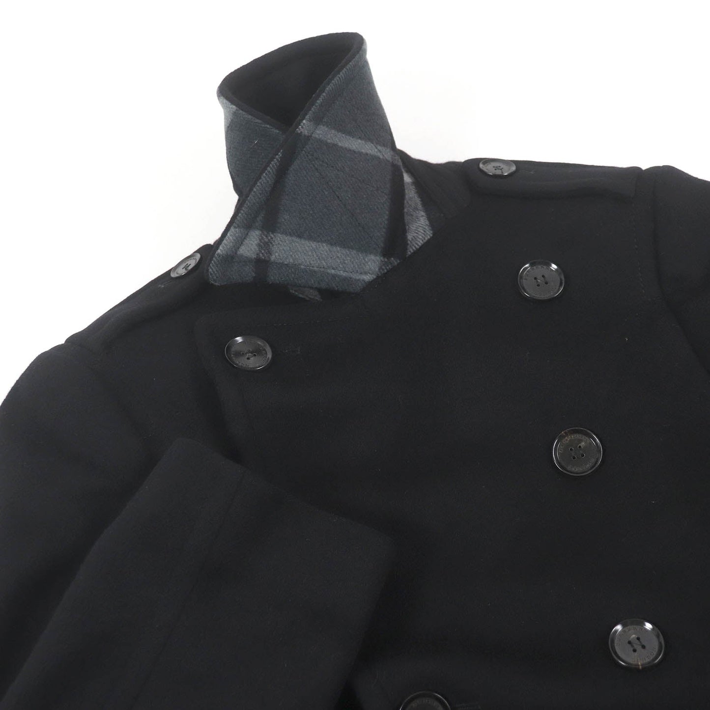 BURBERRY LONDON pea coat Outer: 80% wool, Outer: 20% cashmere, Lining: 55% acetate, Lining: 45% rayon black mens 44