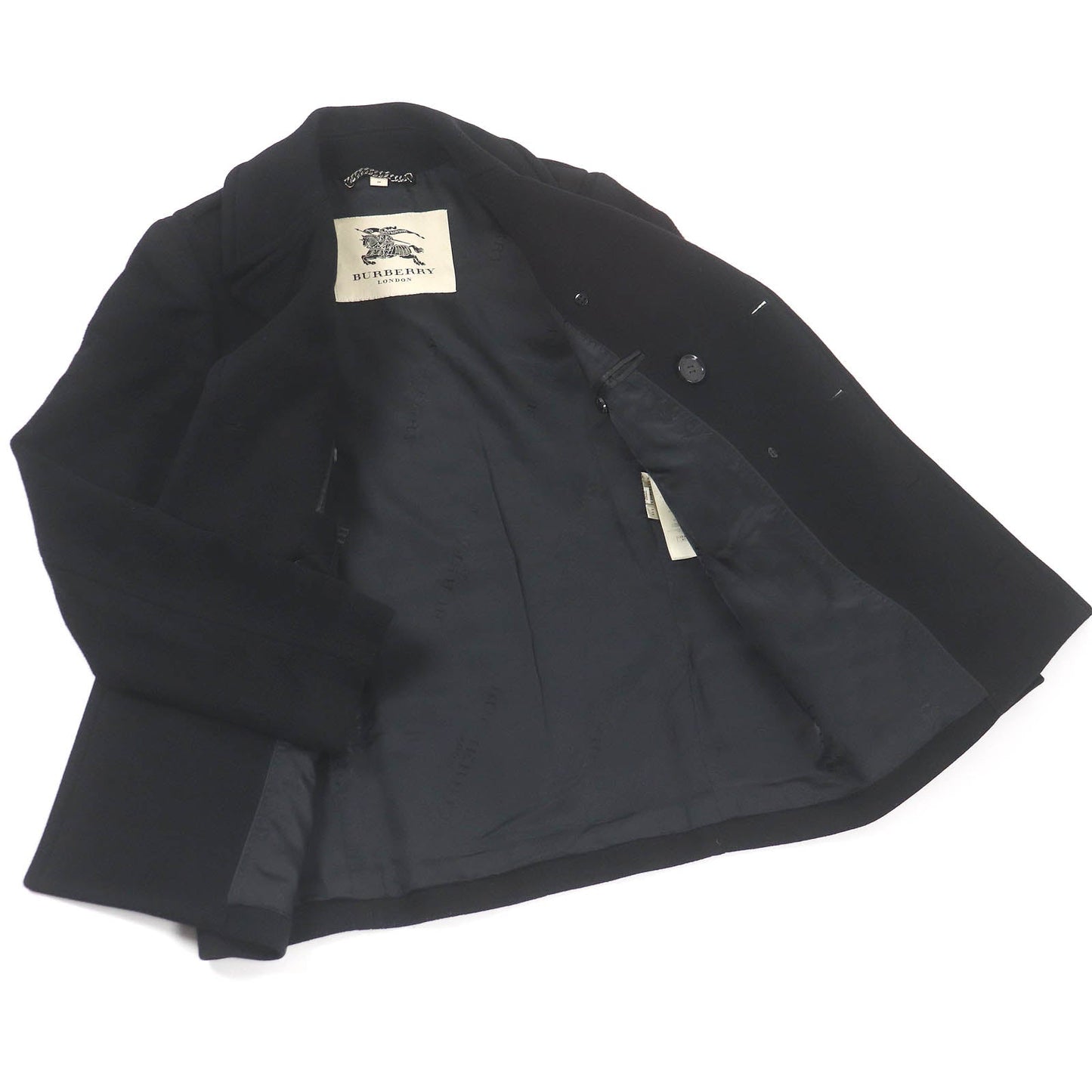 BURBERRY LONDON pea coat Outer: 80% wool, Outer: 20% cashmere, Lining: 55% acetate, Lining: 45% rayon black mens 44