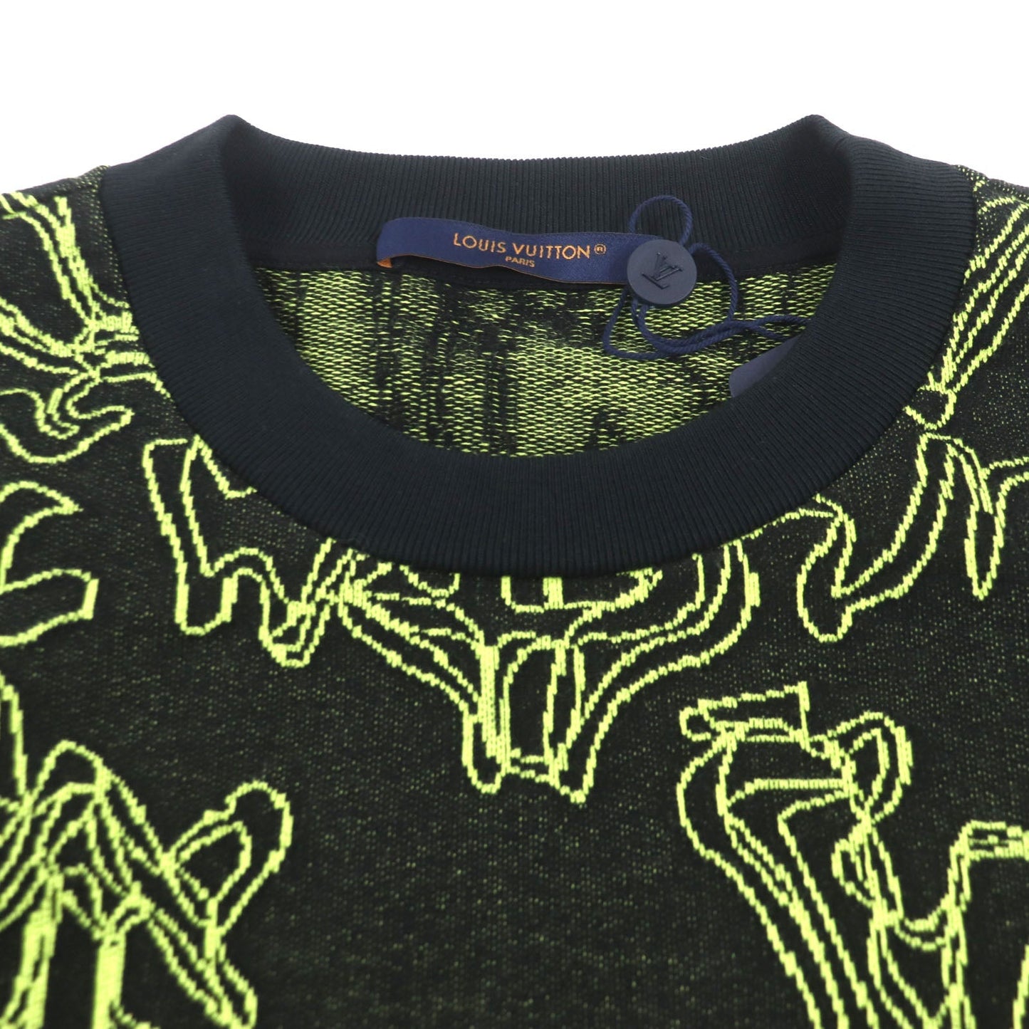 LOUIS VUITTON sweater Main: 100% cotton Black Lime Wavy Monogram mens L