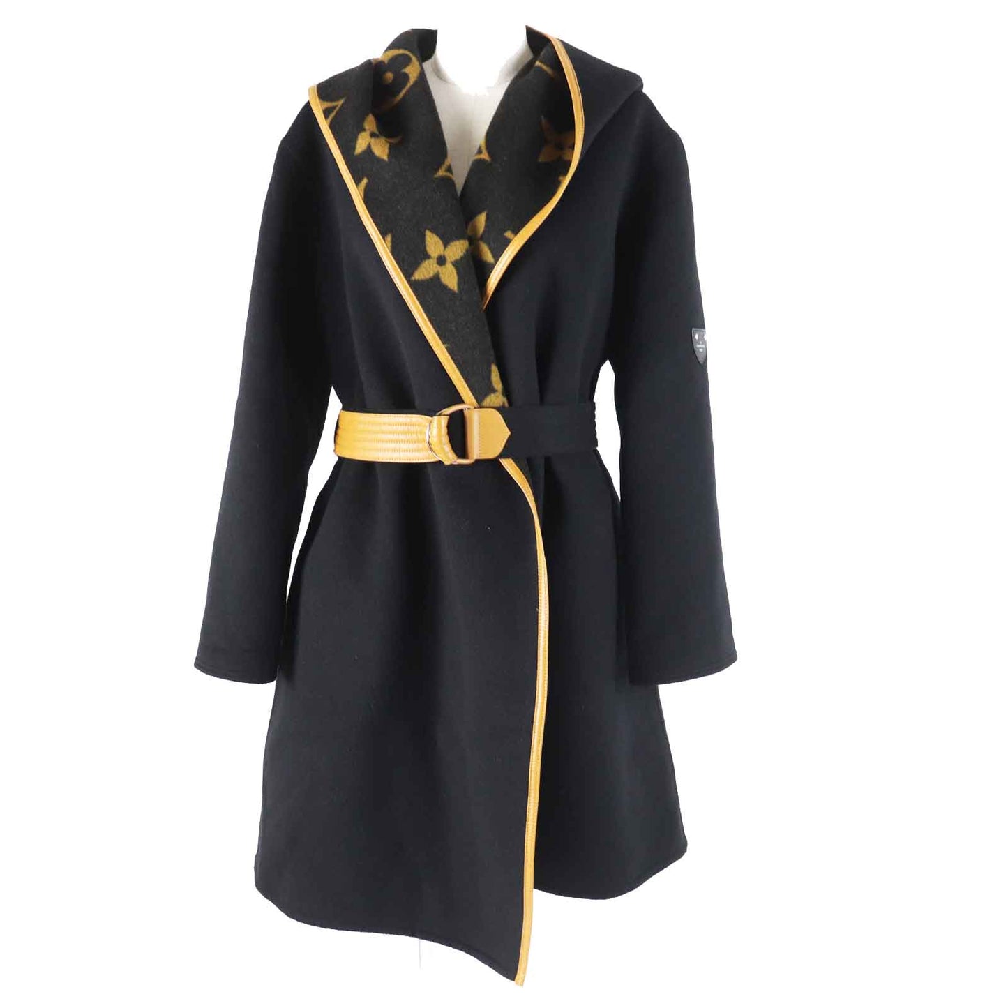 LOUIS VUITTON coat Outer: 99% wool, Outer: 1% silk, Lining: 50% cupra, Lining: 50% rayon, Part: 99% wool Black brown Women 38