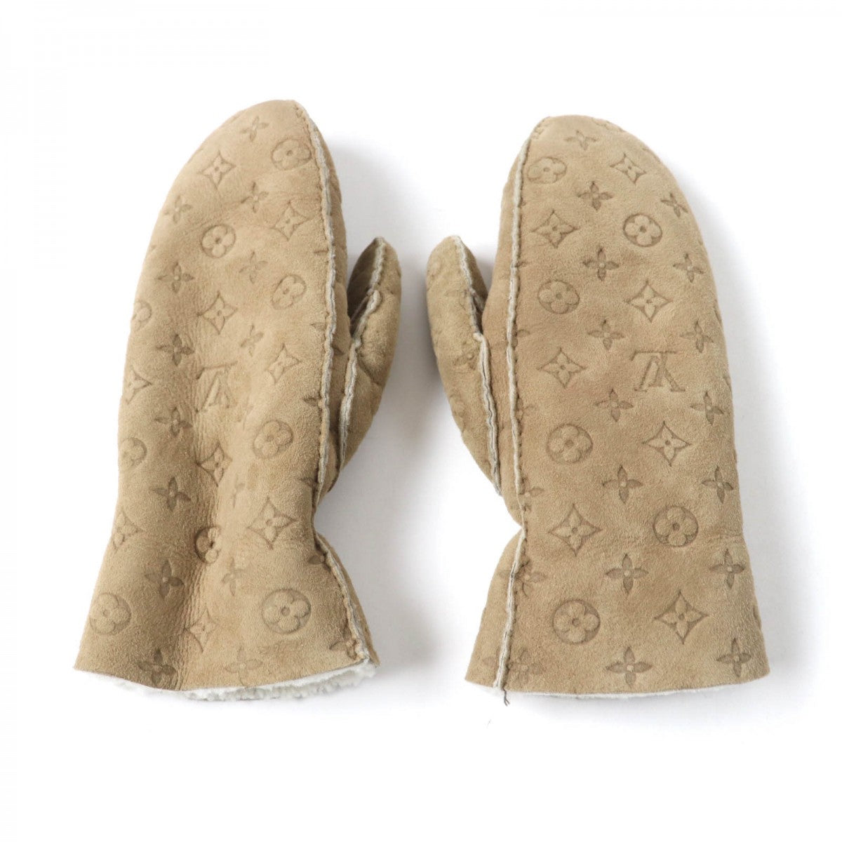 LOUIS VUITTON gloves M76453 Main: Sheep leather beige Muff Sharlingram Women