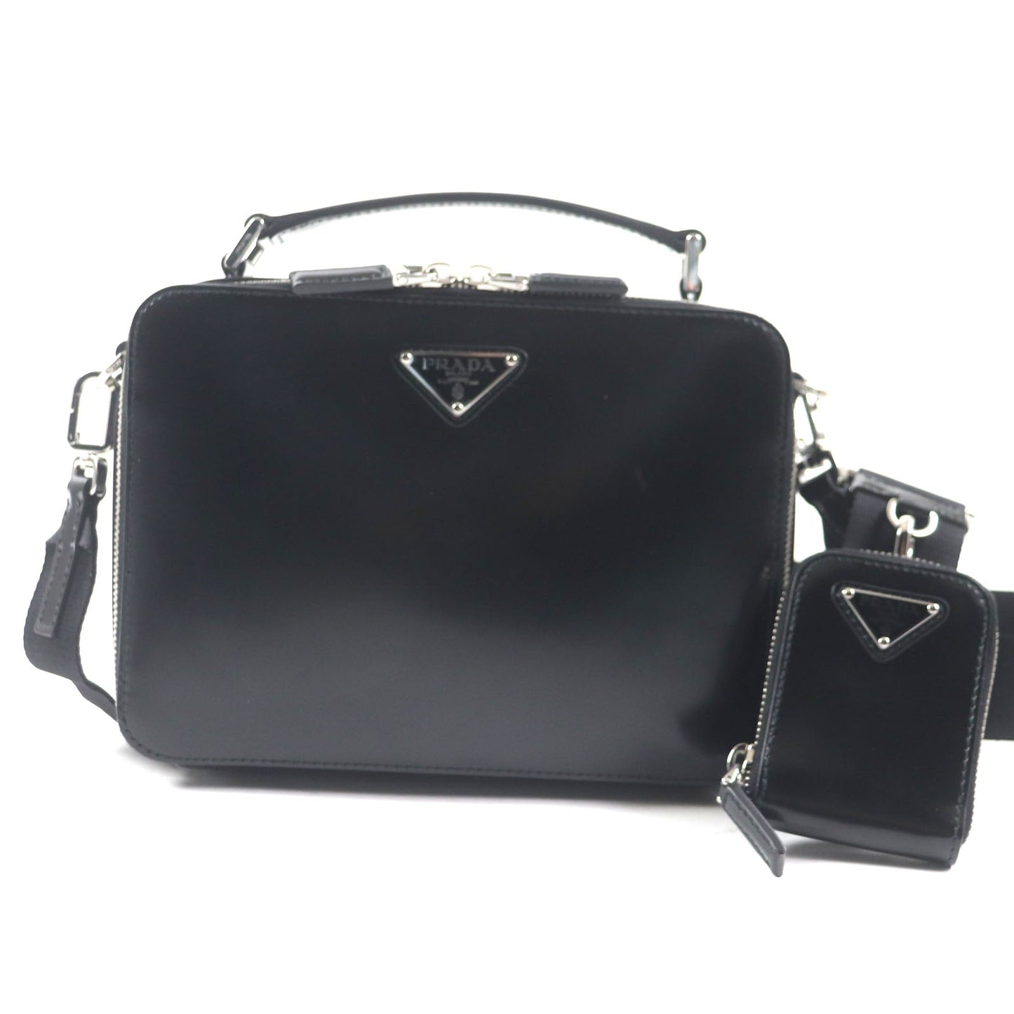 PRADA Shoulder Bag 2VH069 Brushed leather black Brick