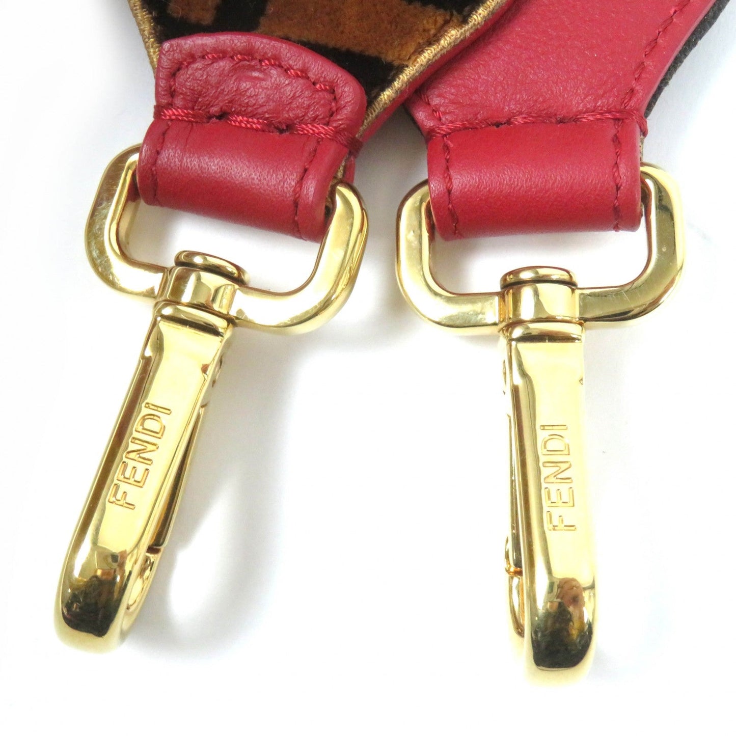FENDI Shoulder strap Main: Velour Brown type Red Mini strap you Women