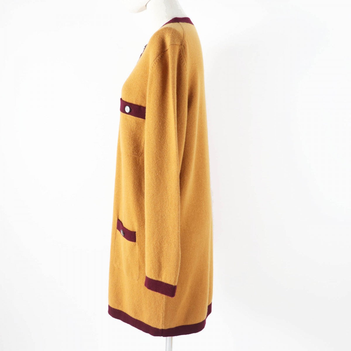 CHANEL cardigan P71510 Main: 100% cashmere Mustard Bordeaux Women 42