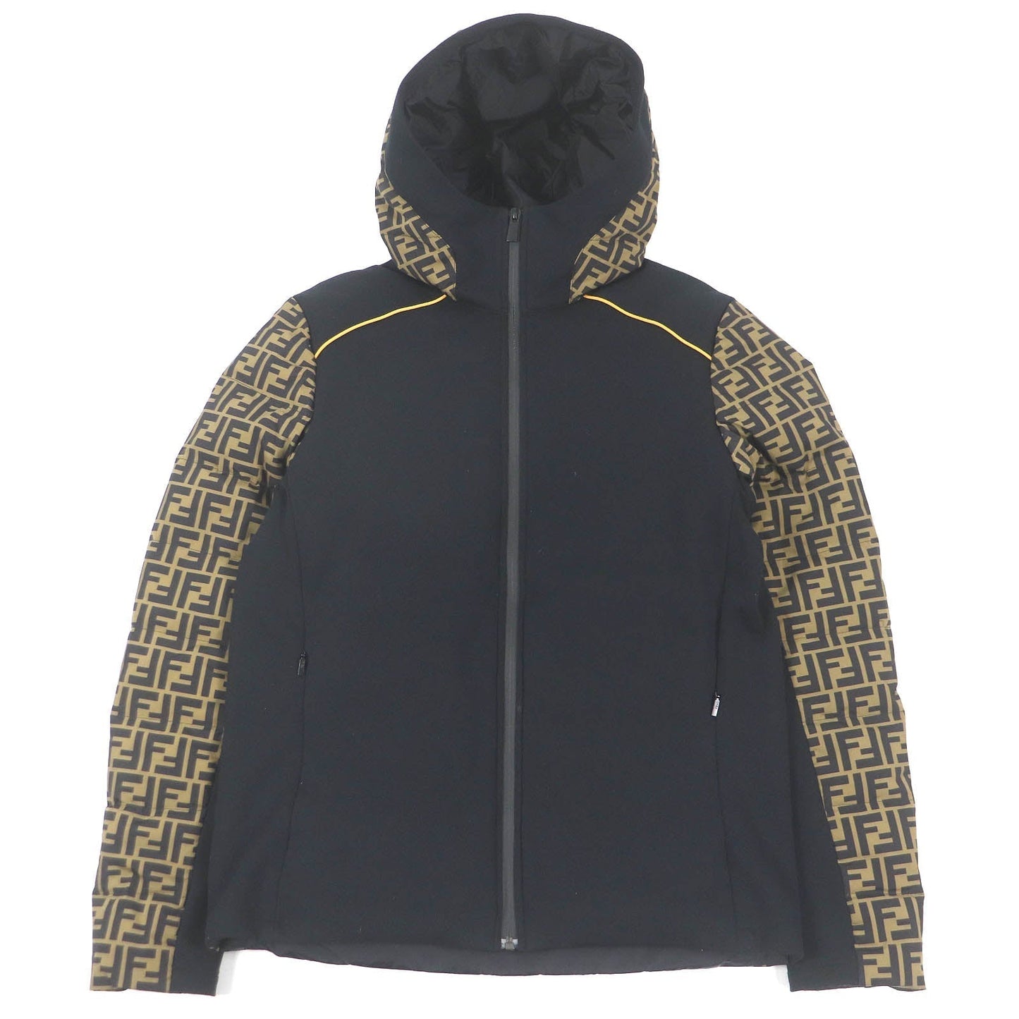 FENDI Down jacket FAA641 Main: 92% nylon, 8% polyurethane, 52% cotton, 48% polyester, lining: 100% nylon Brown black mens 46