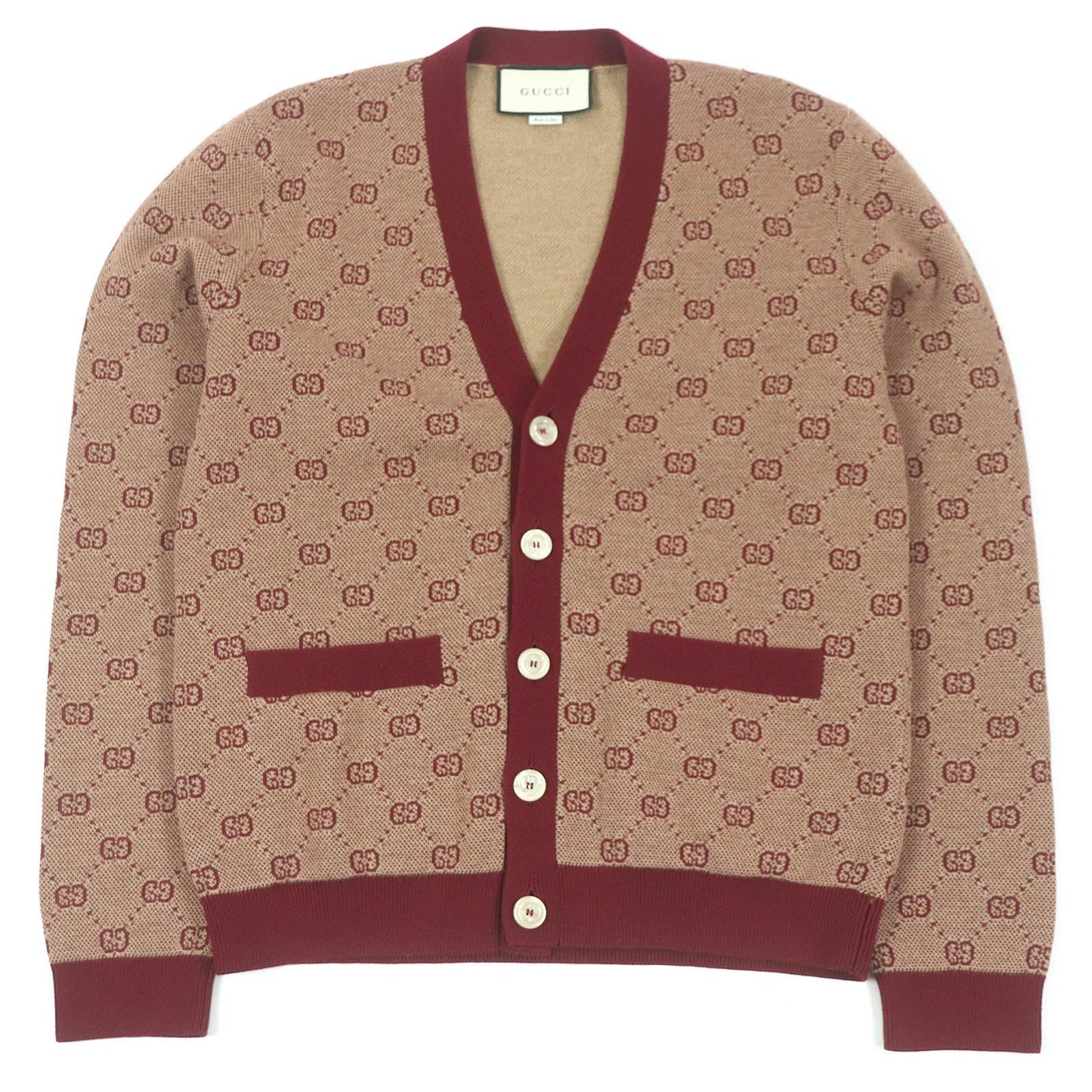 GUCCI sweater 572631 Main: 78% wool, Main: 22% cotton, Part: 94% cotton, Part: 5% nylon, Part: 1% polyurethane Bordeaux mens S