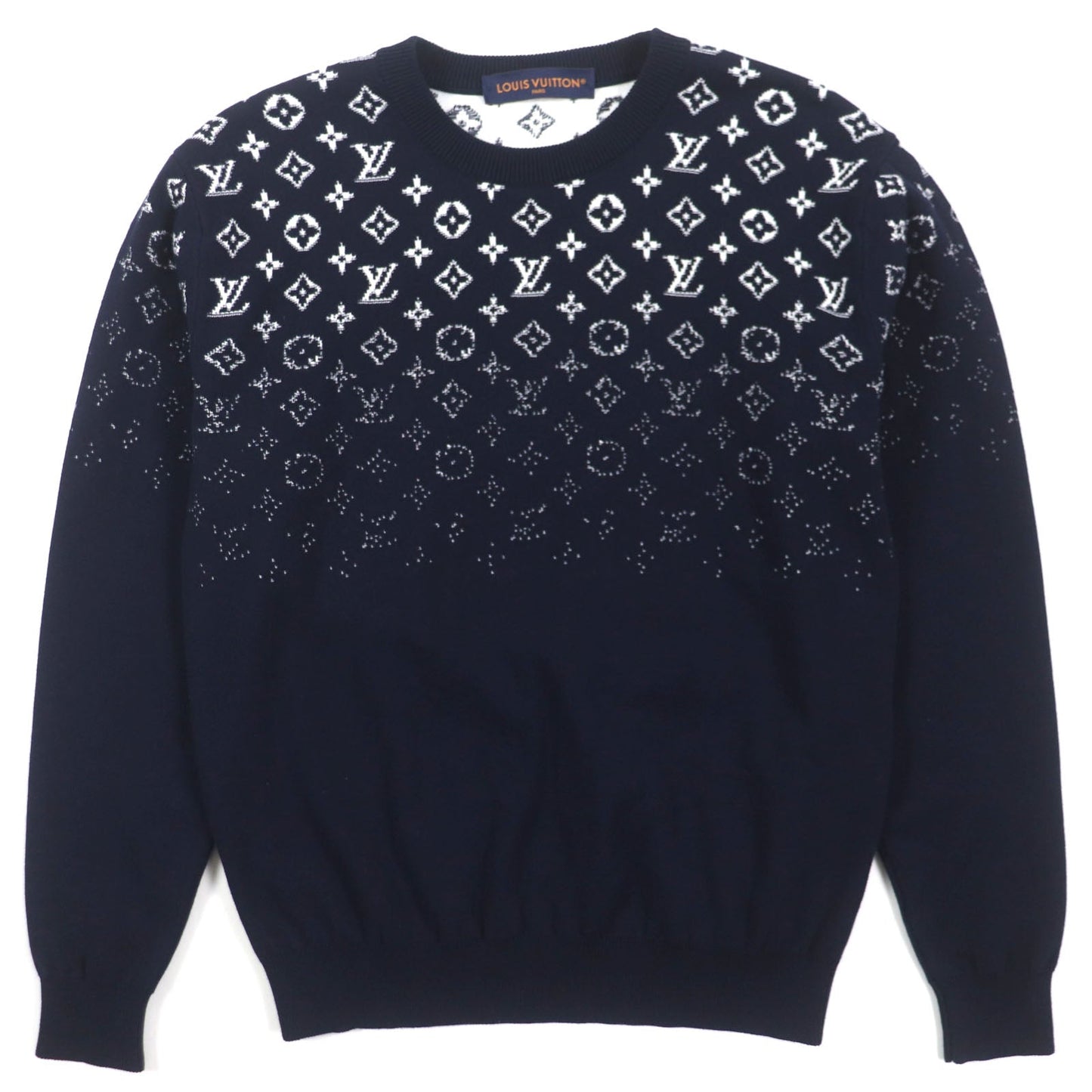 LOUIS VUITTON sweater HQN42W Main: 100% cotton Navy Monogram Gradient Knit mens XS