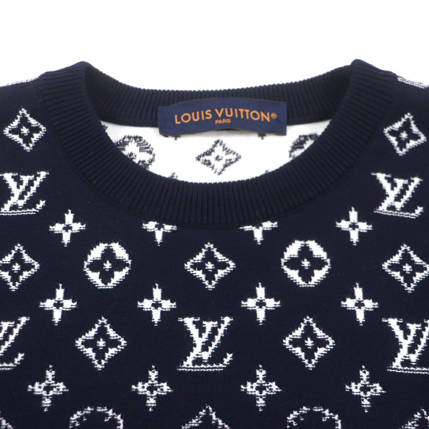 LOUIS VUITTON sweater HQN42W Main: 100% cotton Navy Monogram Gradient Knit mens XS
