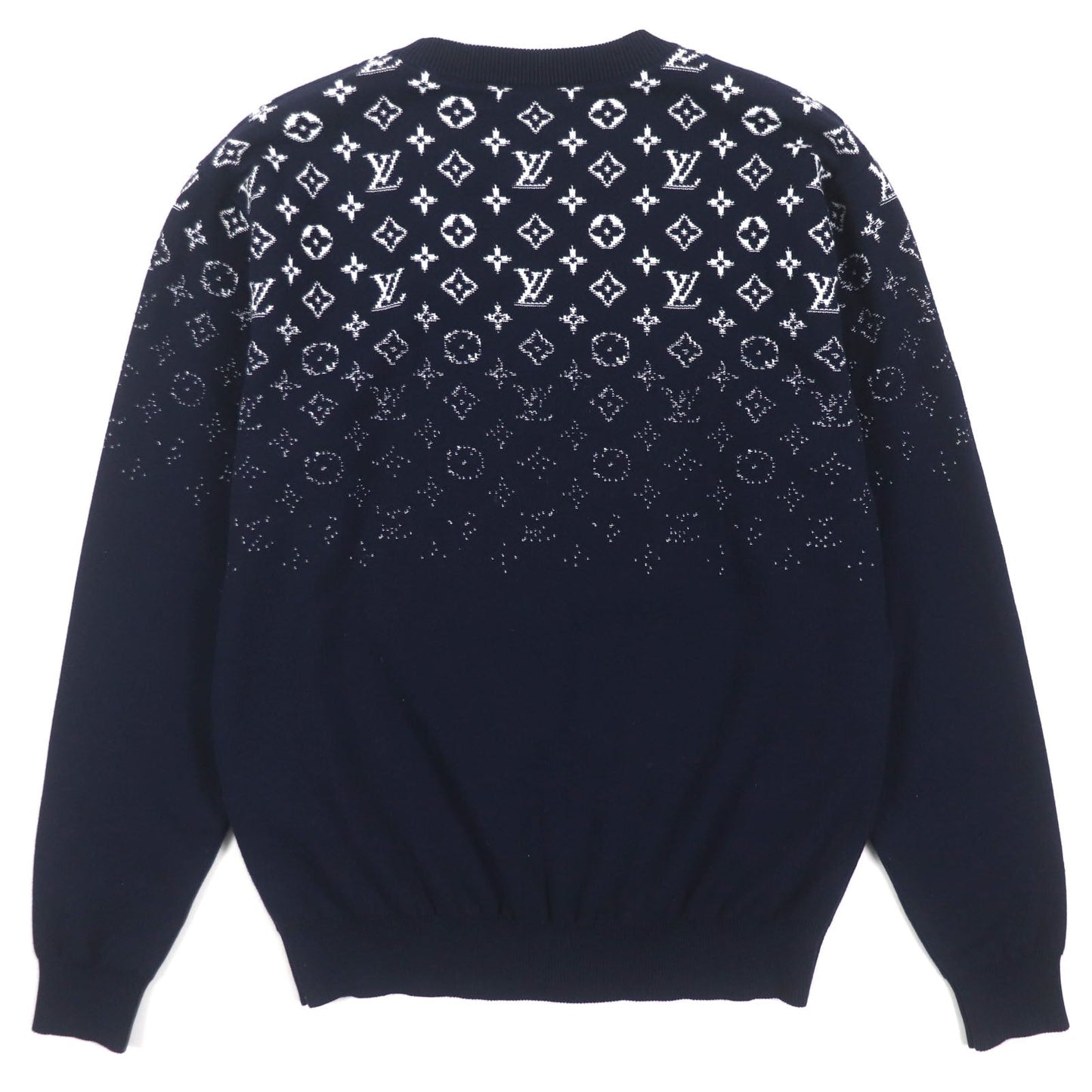 LOUIS VUITTON sweater HQN42W Main: 100% cotton Navy Monogram Gradient Knit mens XS