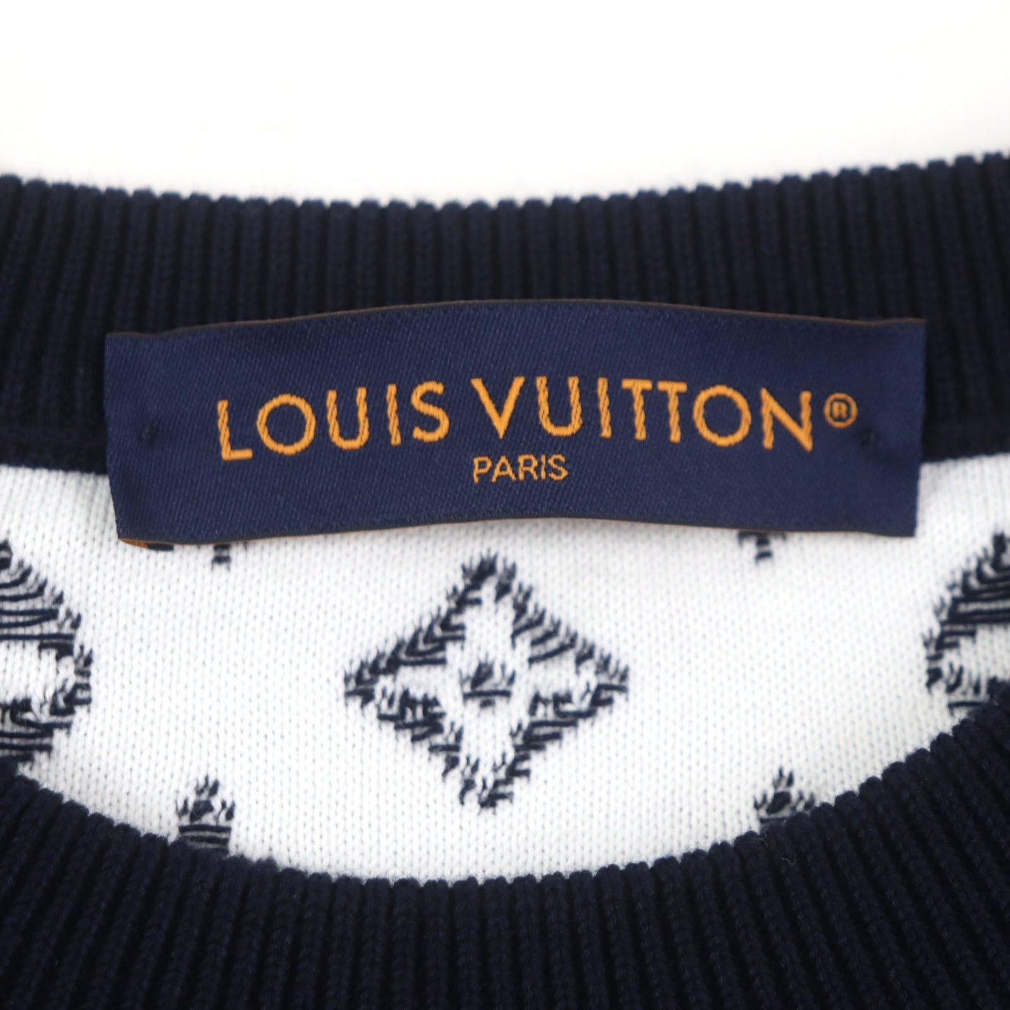 LOUIS VUITTON sweater HQN42W Main: 100% cotton Navy Monogram Gradient Knit mens XS