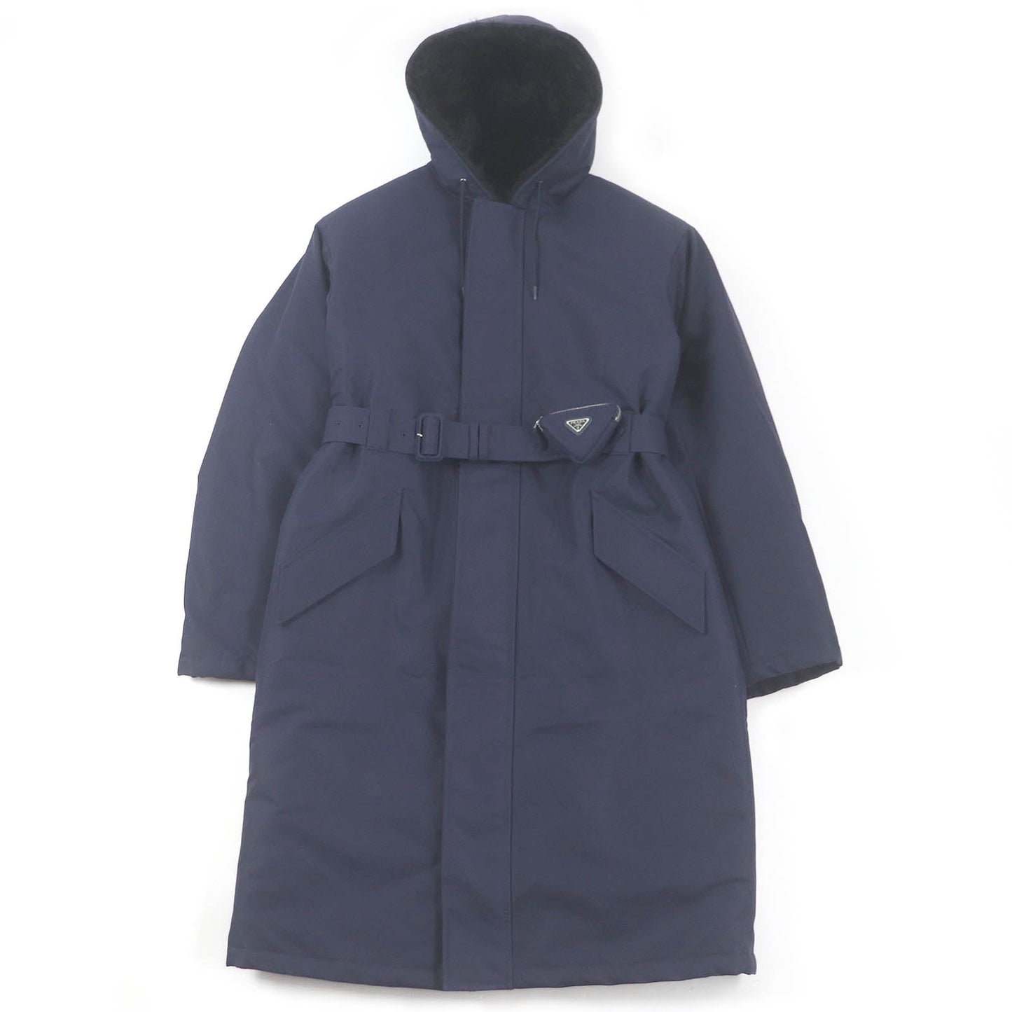 PRADA Mod coat SGO132 Outer: 51% polyamide (nylon), Outer: 49% cotton, Lining: 100% recycled polyamide, Part: 64% mohair, Part: 36% cotton Navy mens L