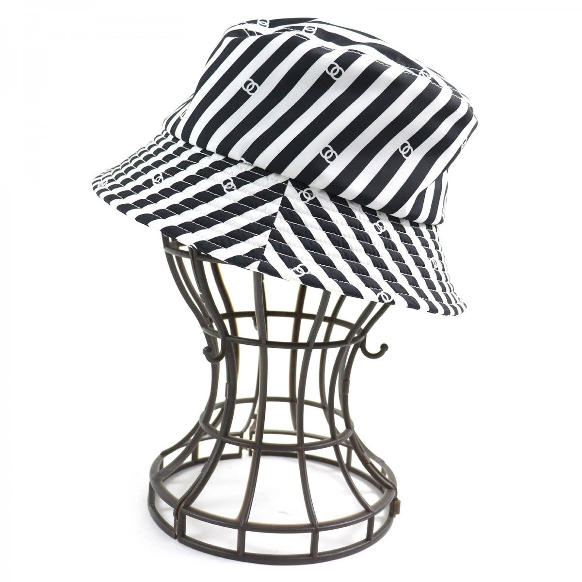 CHANEL hat AA9874 Outer: 100% polyester, Lining: 100% cotton Black White Women S