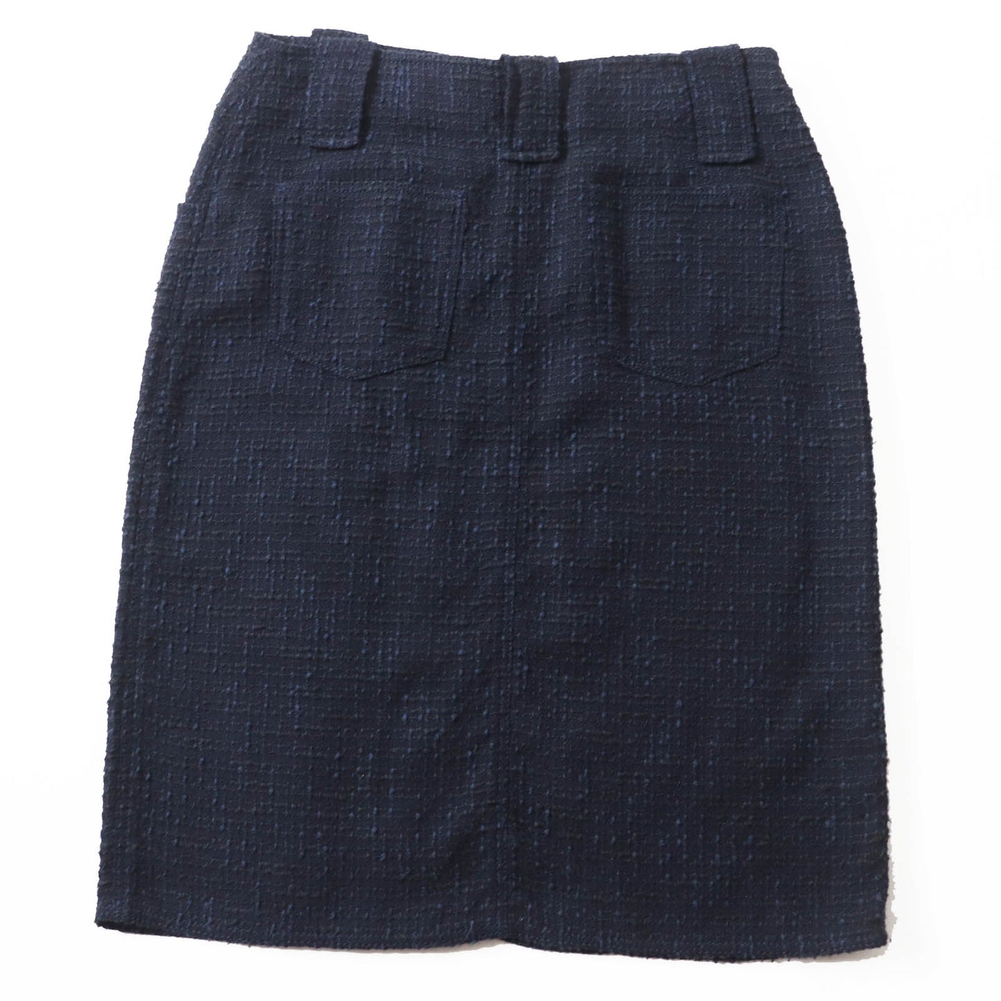 Chanel Wool Cotton Tweed Skirt Navy Black 40 Classic Flap Tote