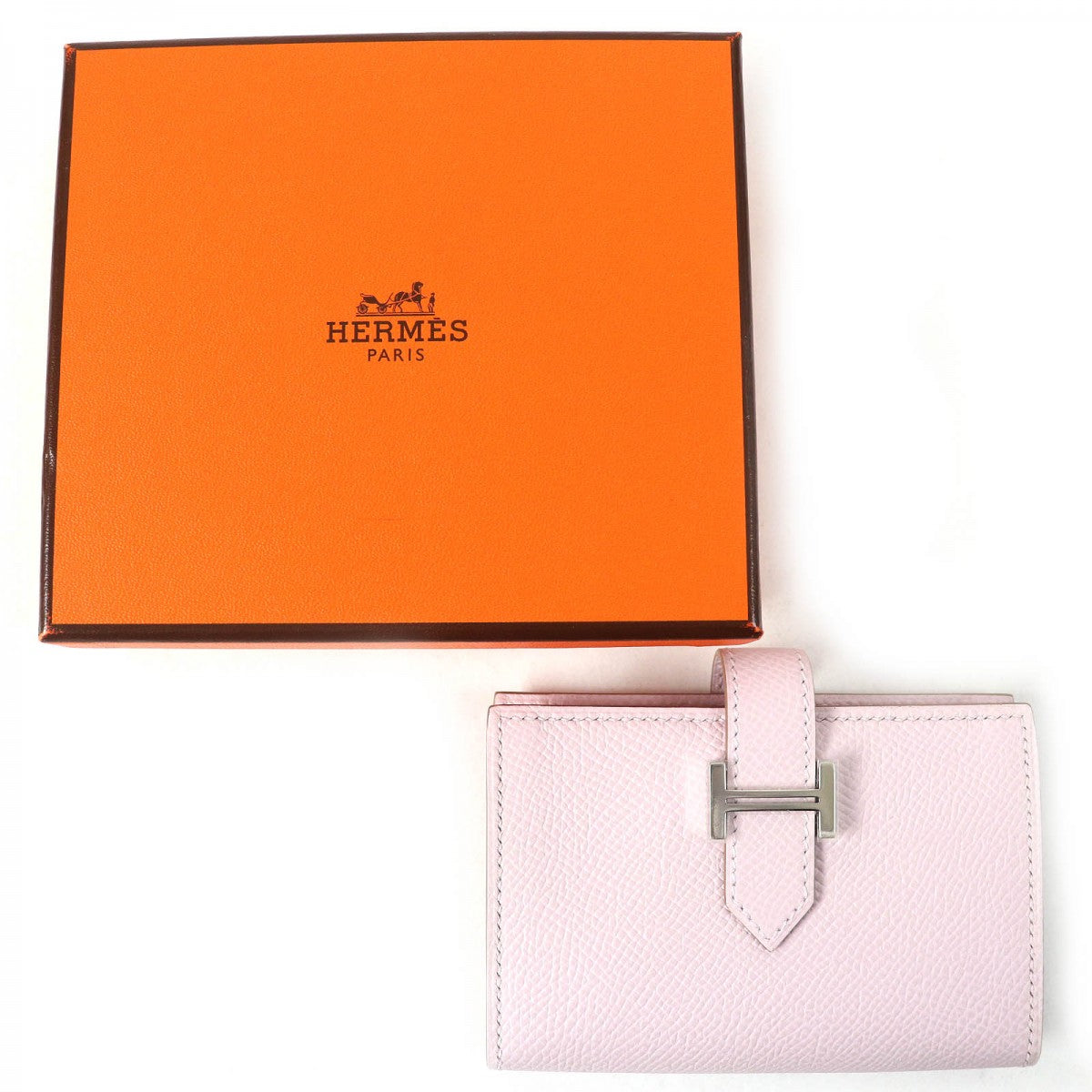 HERMES Bifold Wallet Main?FEpsom mauve pail Bearn Mini Women Used