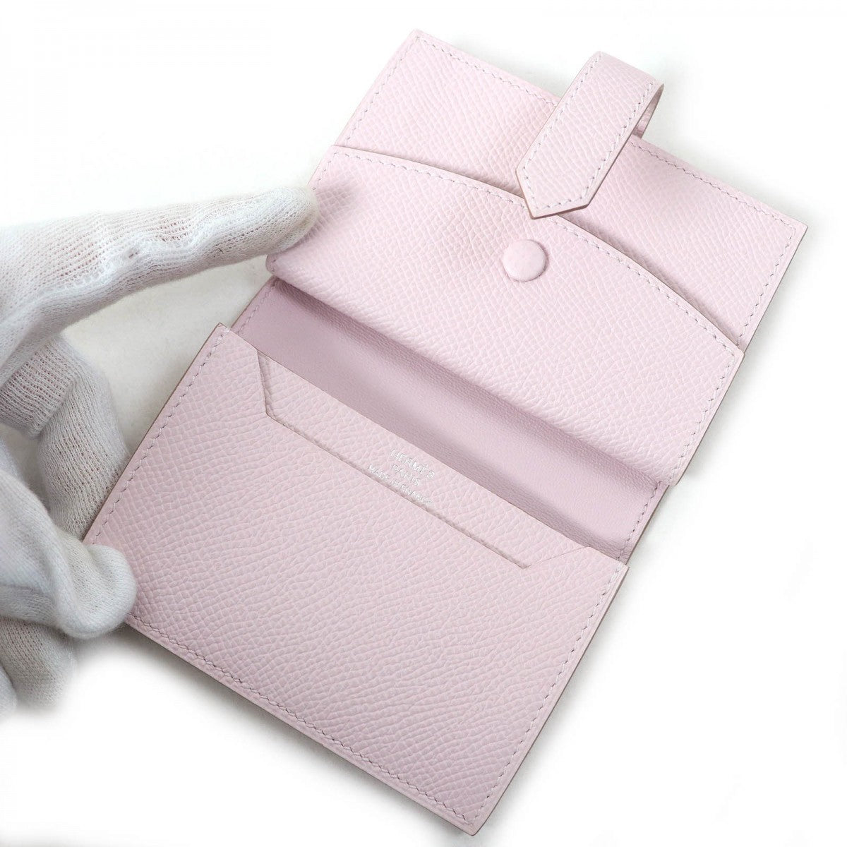 HERMES Bifold Wallet Main?FEpsom mauve pail Bearn Mini Women Used