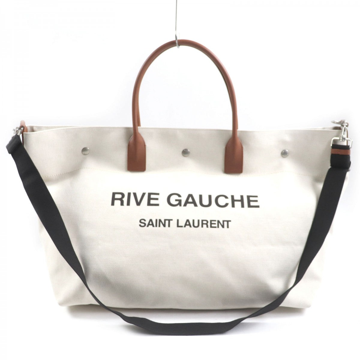 SAINT LAURENT PARIS Tote Bag 685543 Main: Canvas, Main: Leather Beige brown mens