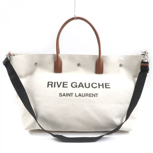 SAINT LAURENT PARIS Tote Bag 685543 Main: Canvas, Main: Leather Beige brown mens