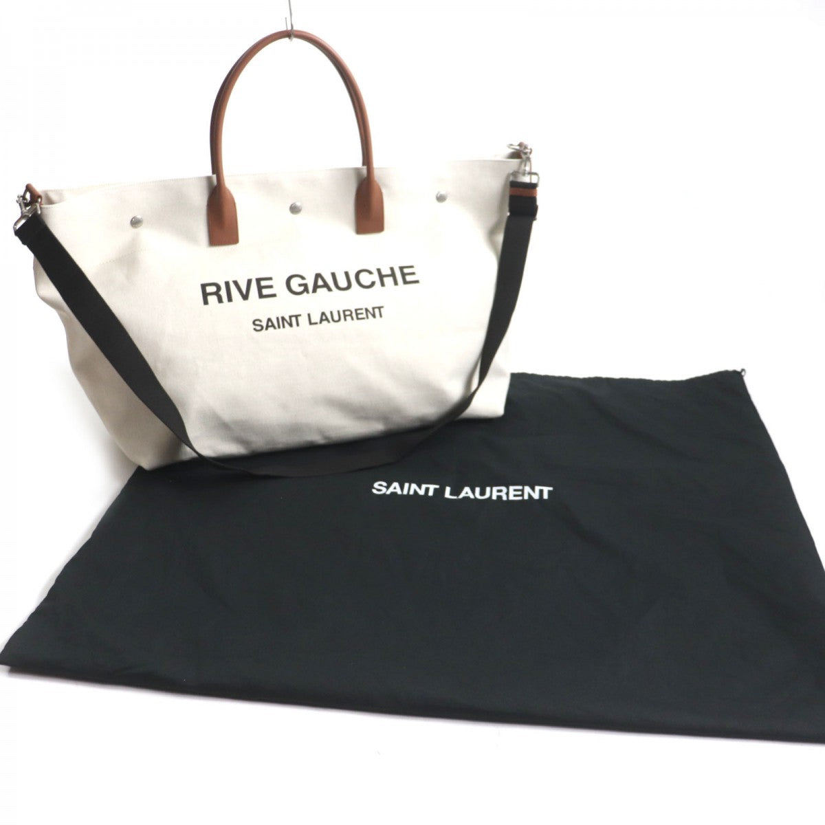 SAINT LAURENT PARIS Tote Bag 685543 Main: Canvas, Main: Leather Beige brown mens