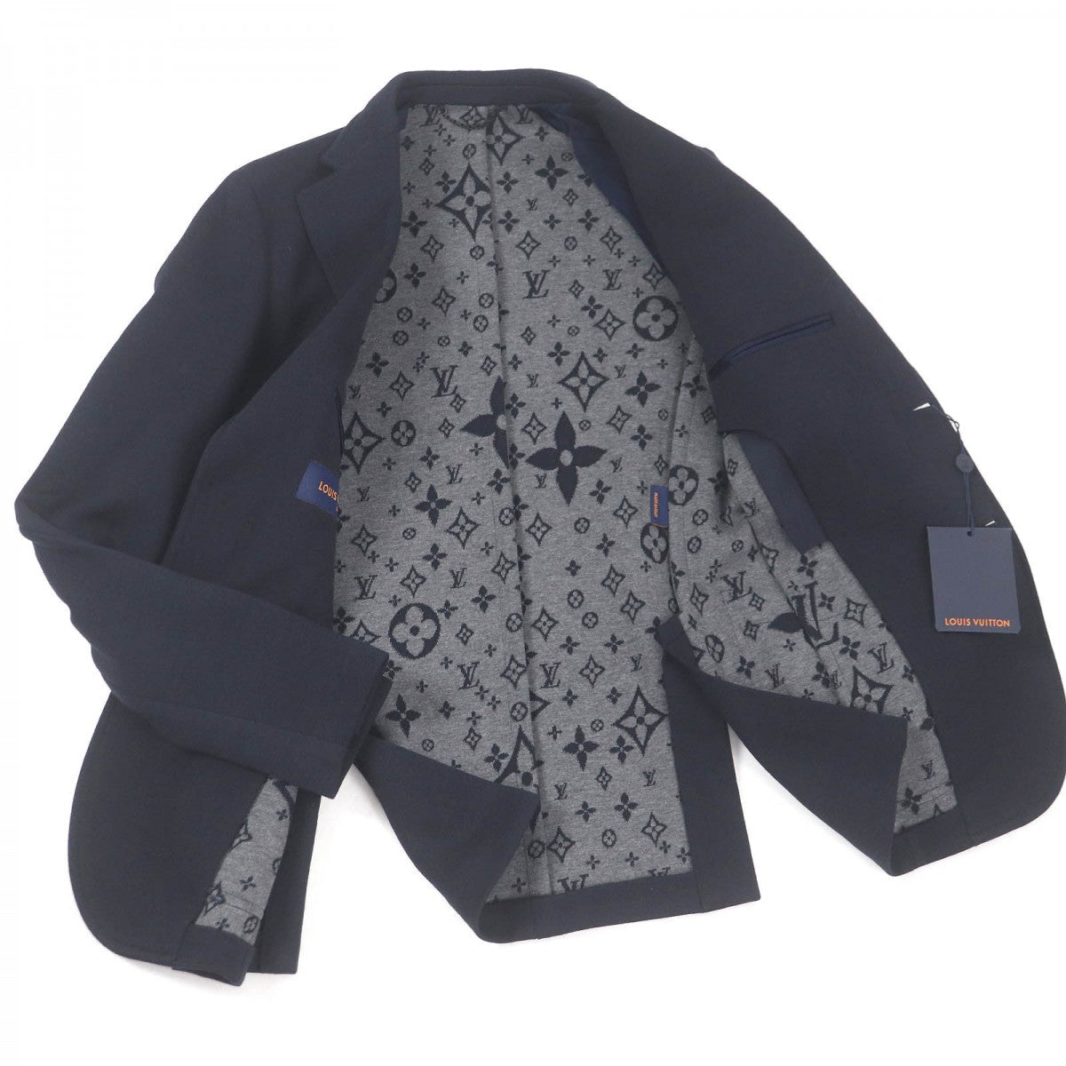 LOUIS VUITTON tailored jacket Outer: 56% wool, Outer: 40% cotton, Outer: 4% nylon, Lining: 30% cupra, Lining: 20% cotton Navy mens 46