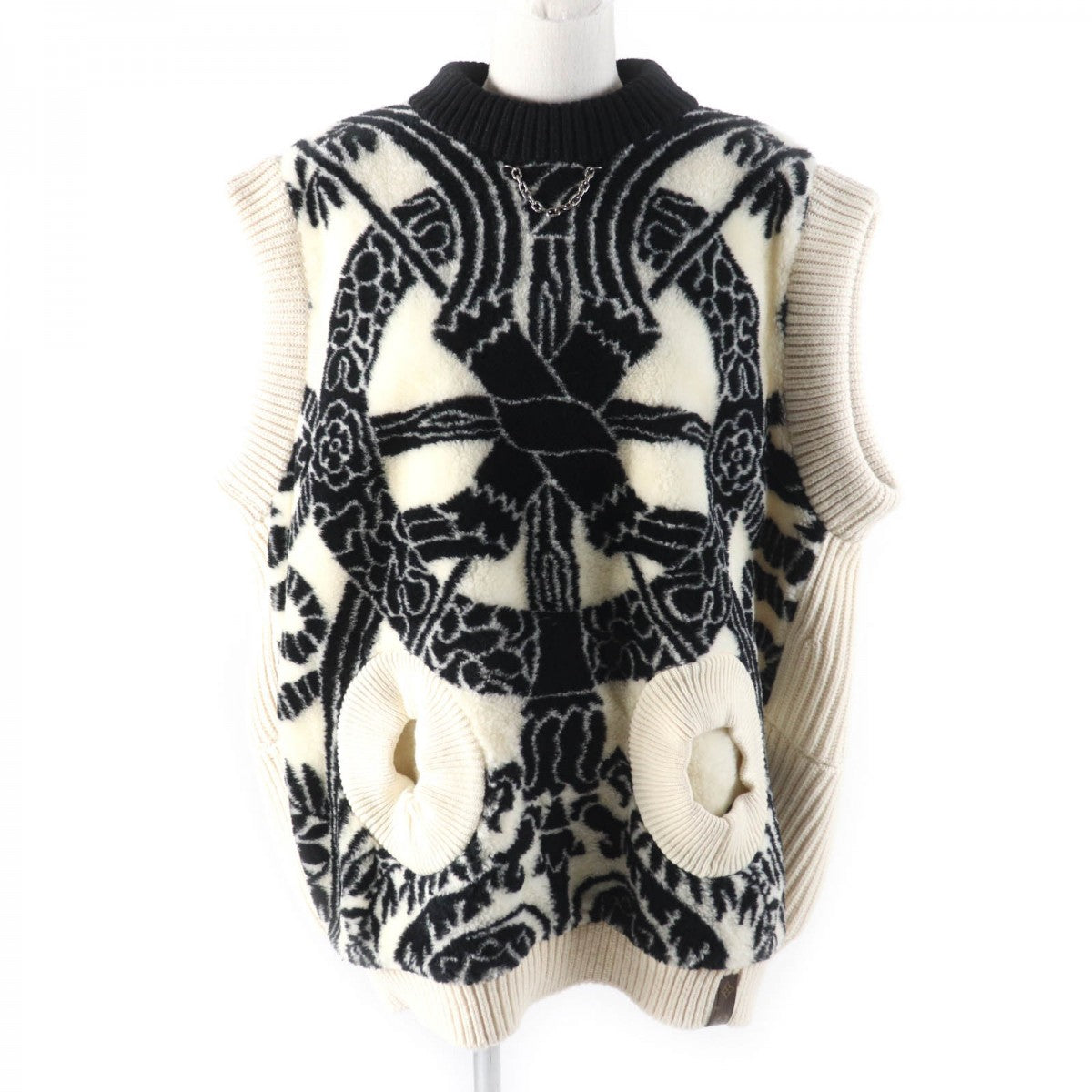 LOUIS VUITTON Vest Main: 60% wool, Main: 25% cashmere, Main: 15% polypropylene Ivory black Women XS