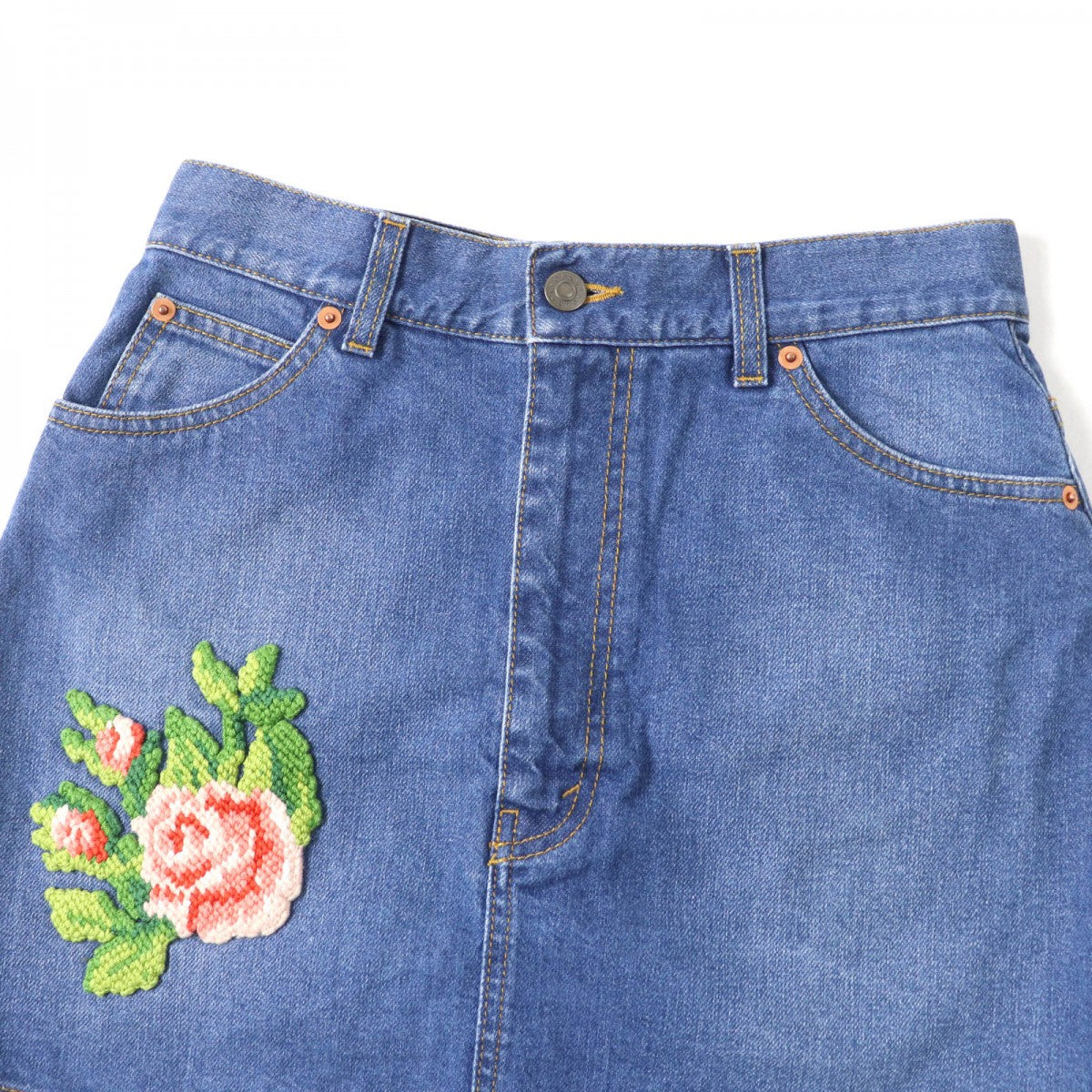 GUCCI Mini skirt 456973 Main: 100% cotton, some: acrylic, some: polyester, some: wool Indigo Women 42