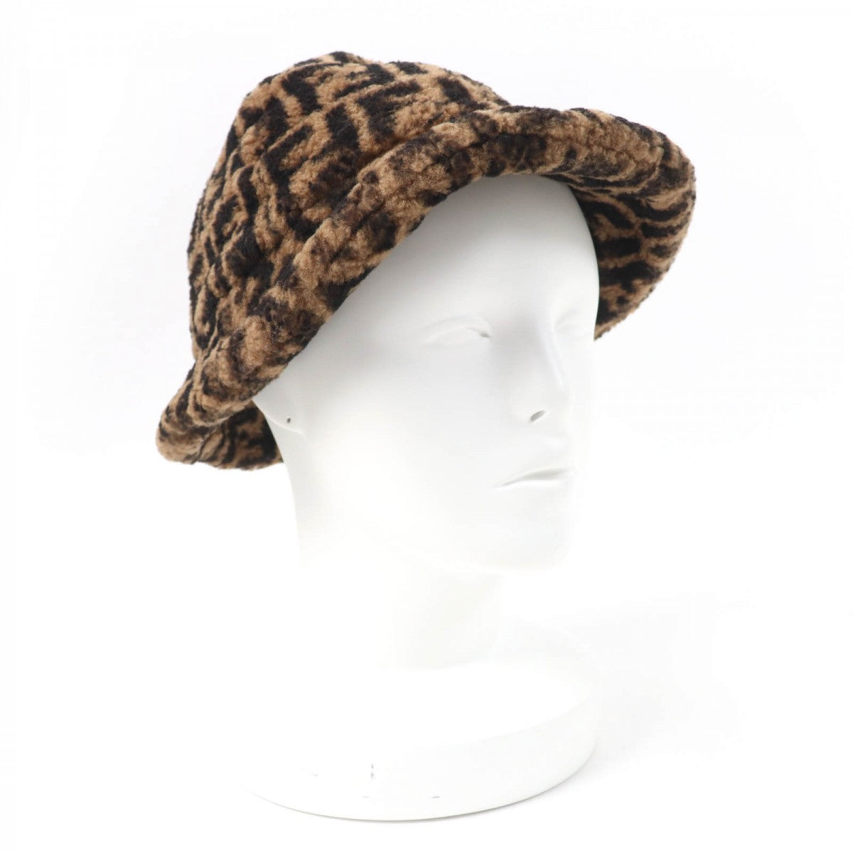 FENDI hat FXQ632 Main: Sheepskin, Lining: 100% Silk Brown black Women M