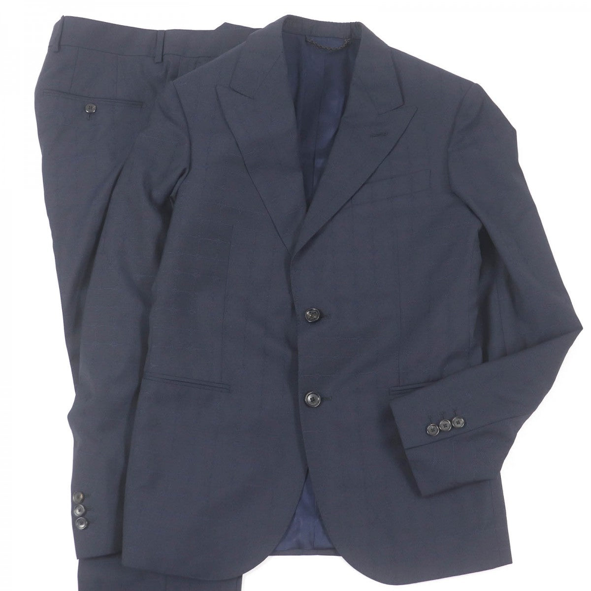 LOUIS VUITTON suit Outer: 100% wool, Lining: 28% acetate, Lining: 25% rayon, Lining: 19% cupra, Lining: 15% cotton Navy mens 44
