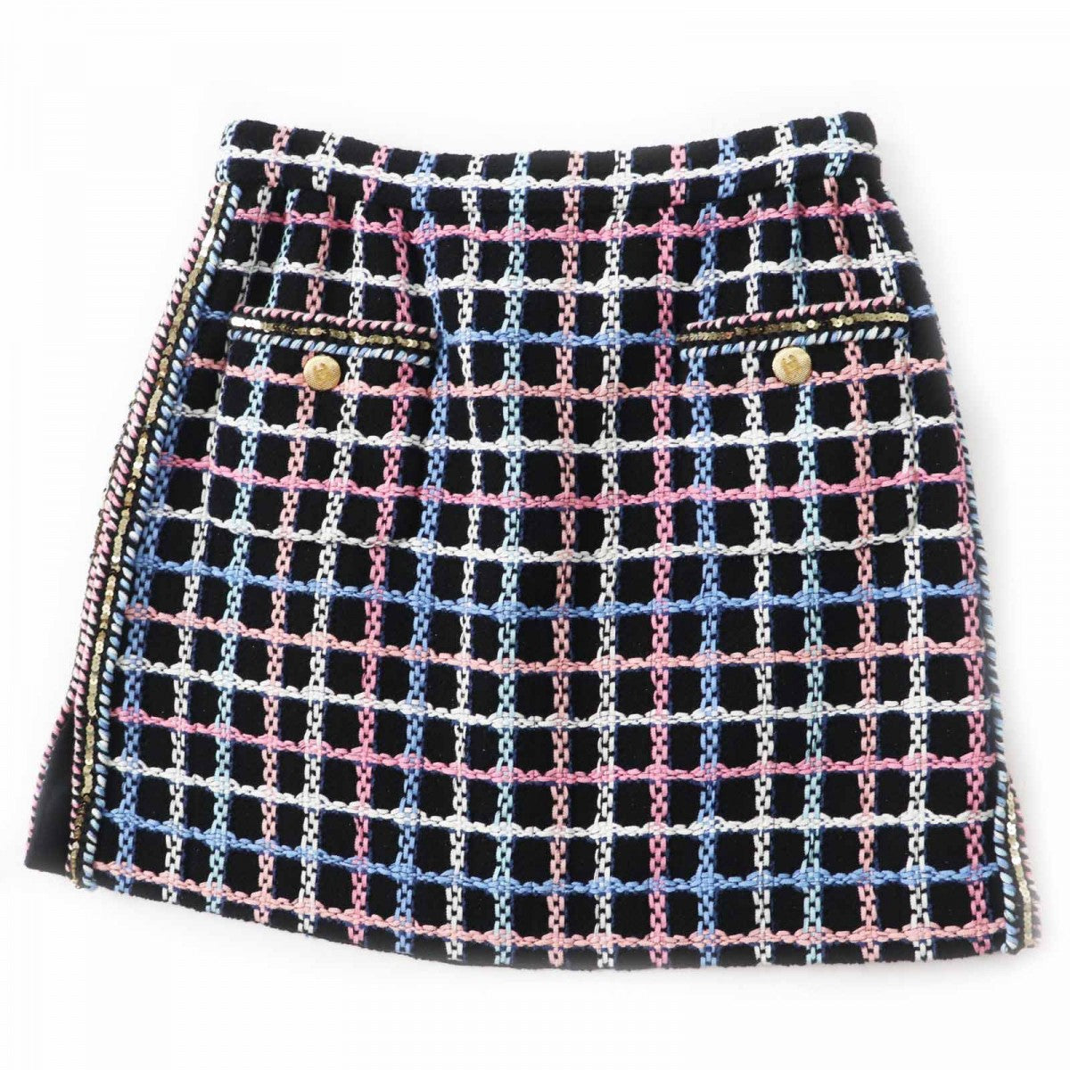 CHANEL skirt P72501 Main: 87% cotton, Main: 5% polyamide, Main: 3% polyester, Main: 3% viscose, Main: 2% metal black multi Women 38