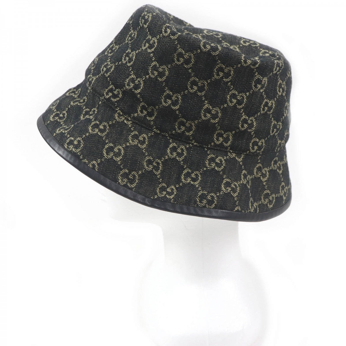 GUCCI hat 576371 Outer: 100% cotton, Lining: 55% cotton, Lining: 45% rayon, Part: Cowhide black mens