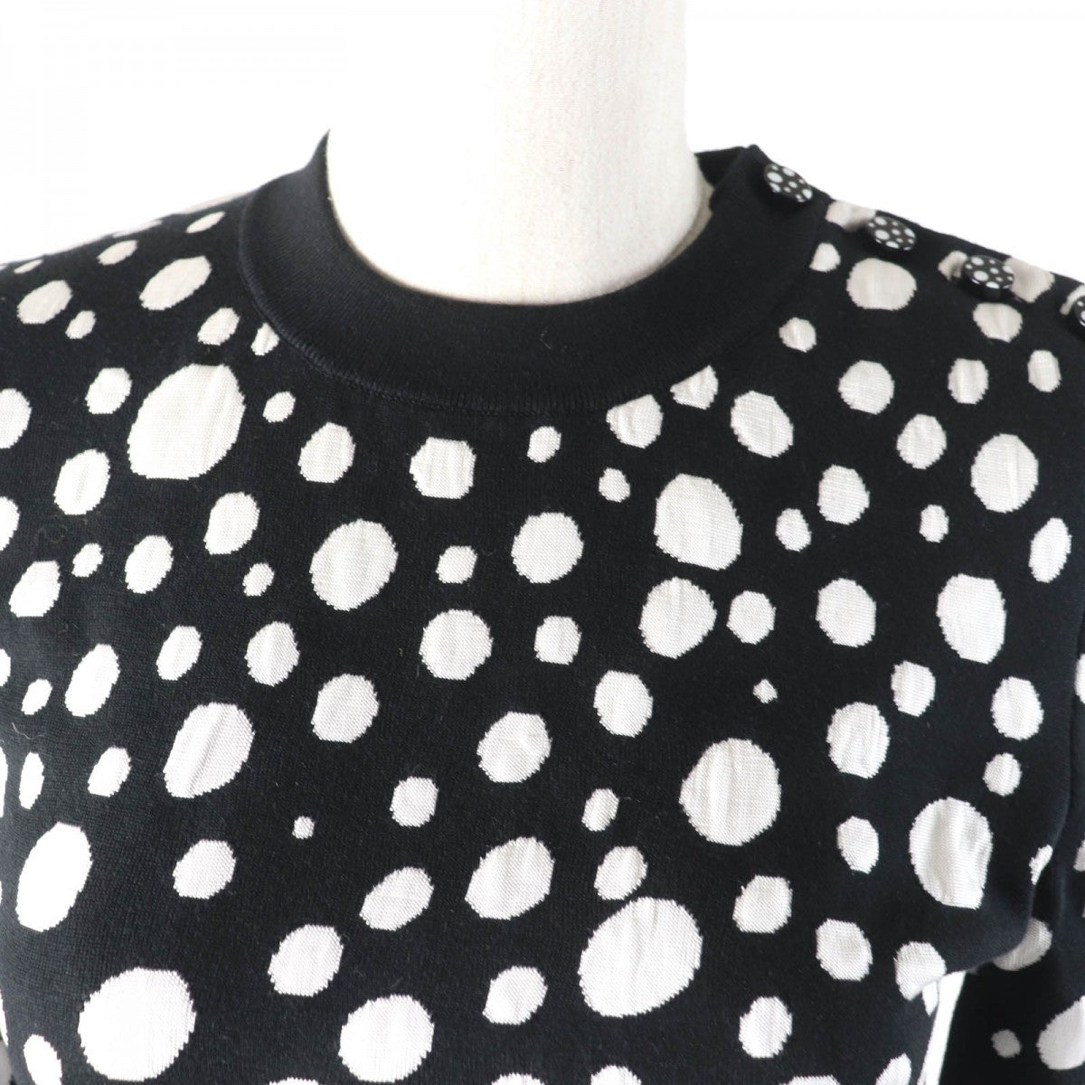 LOUIS VUITTON knit 1AB852 Main: 54% cotton, 39% silk, 5% nylon, 2% polyurethane Black White Women XS