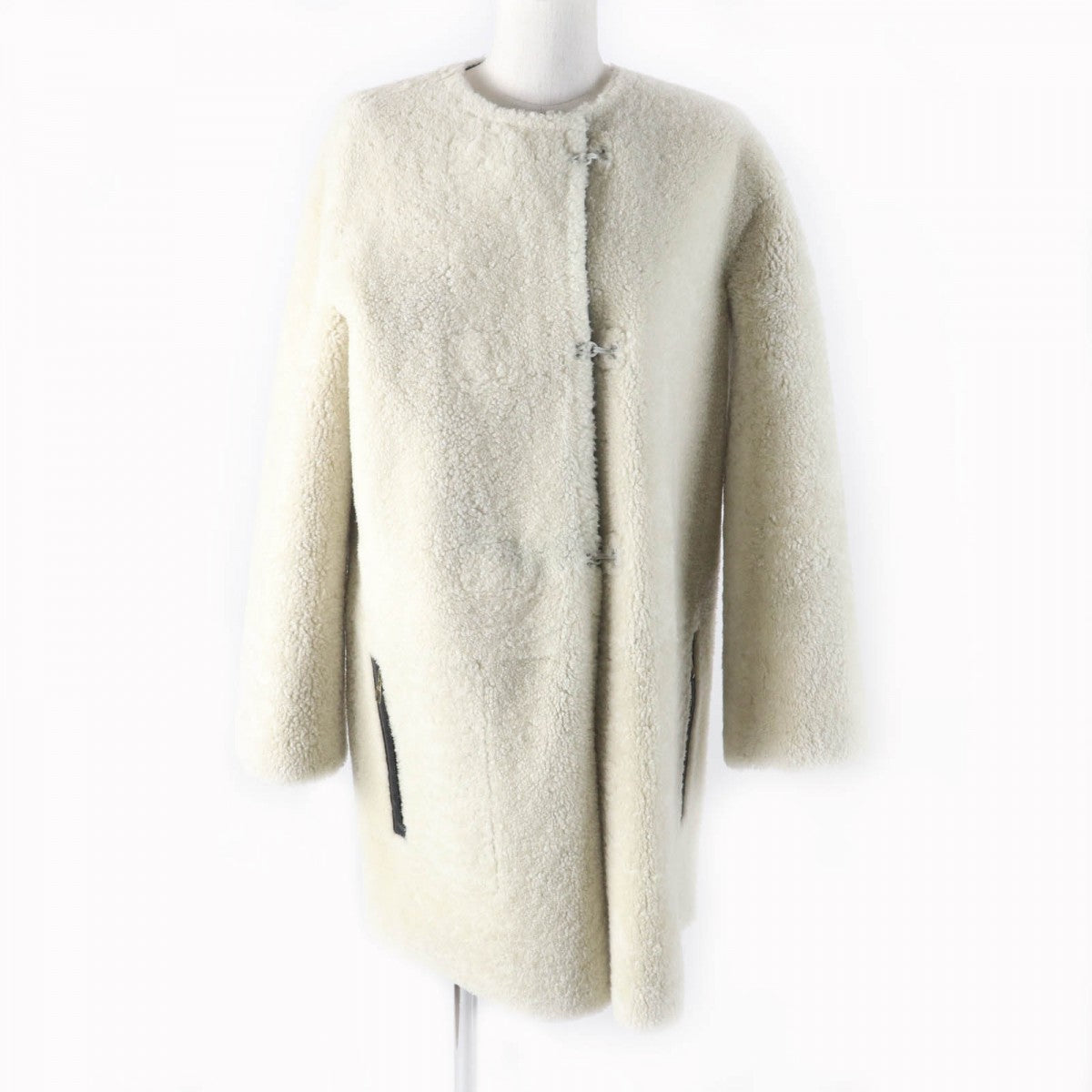 LOUIS VUITTON Mouton coat Main: 100% sheep leather Black White Women 36
