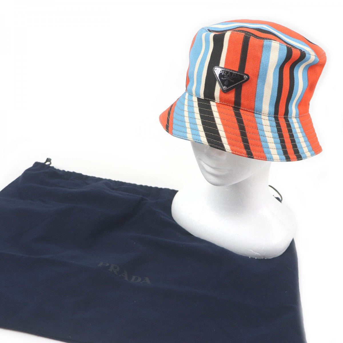 PRADA hat 2HC137 Main: 100% cotton, part: calf leather Orange type Multicolor mens