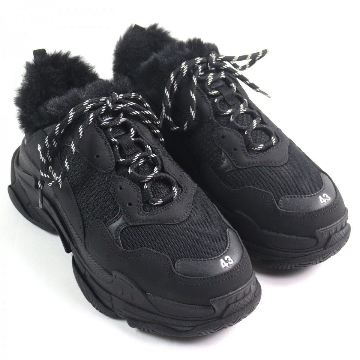 BALENCIAGA sneakers 668563 Part: Leather, Part: Eco-fur black TRIPLE S FUR Triple S mens 43