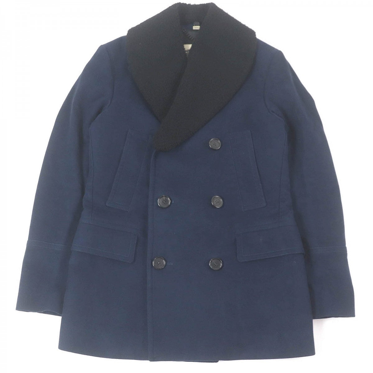 BURBERRY LONDON coat Outer: 61% rayon, Outer: 39% cotton, Lining: 60% cupra, Lining: 40% cotton, Part: 55% acetate Navy mens 44