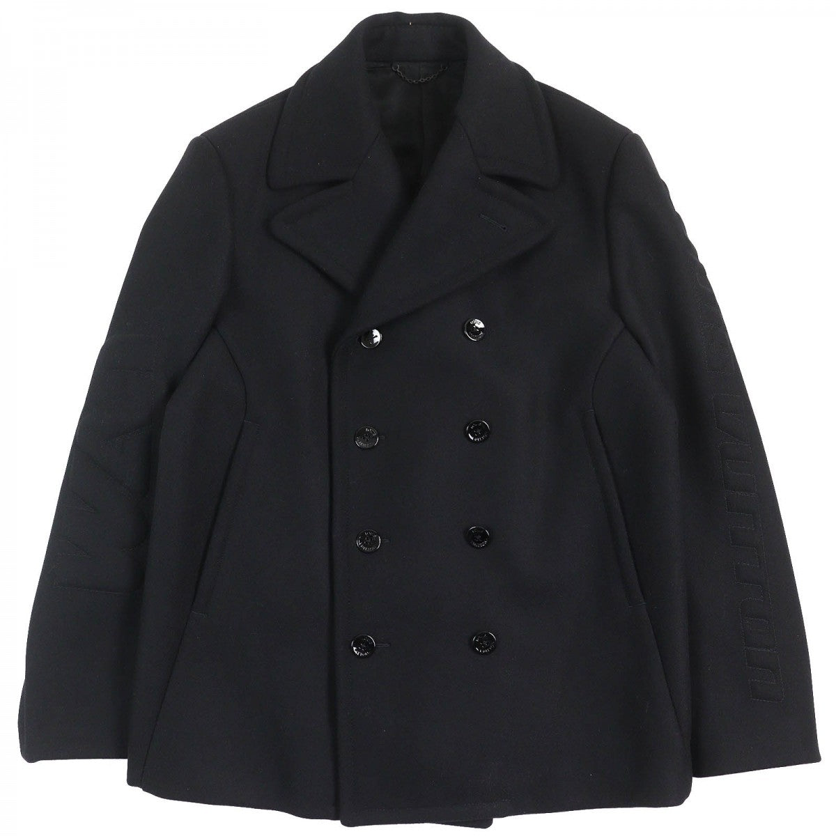 LOUIS VUITTON pea coat 1A8WQL Outer: 80% wool, Outer: 20% nylon, Lining: 31% acetate, Lining: 28% rayon, Lining: 26% cupra black mens 50