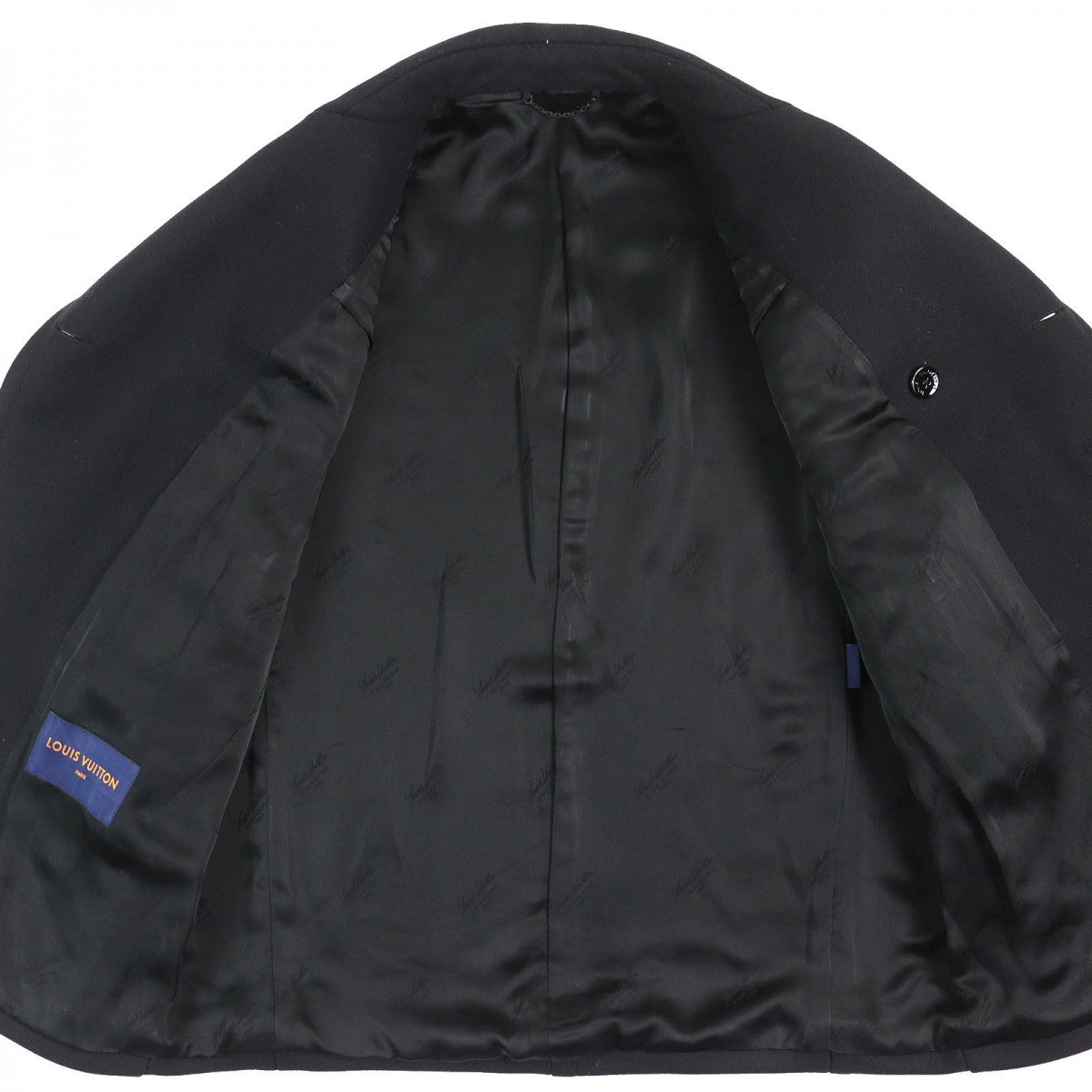 LOUIS VUITTON pea coat 1A8WQL Outer: 80% wool, Outer: 20% nylon, Lining: 31% acetate, Lining: 28% rayon, Lining: 26% cupra black mens 50