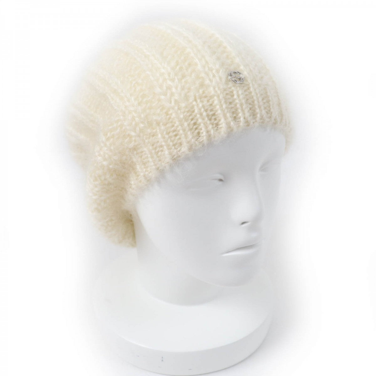 GUCCI Knit cap 331985 Main: 70% mohair, Main: 30% silk, Part: metal Ivory Women L