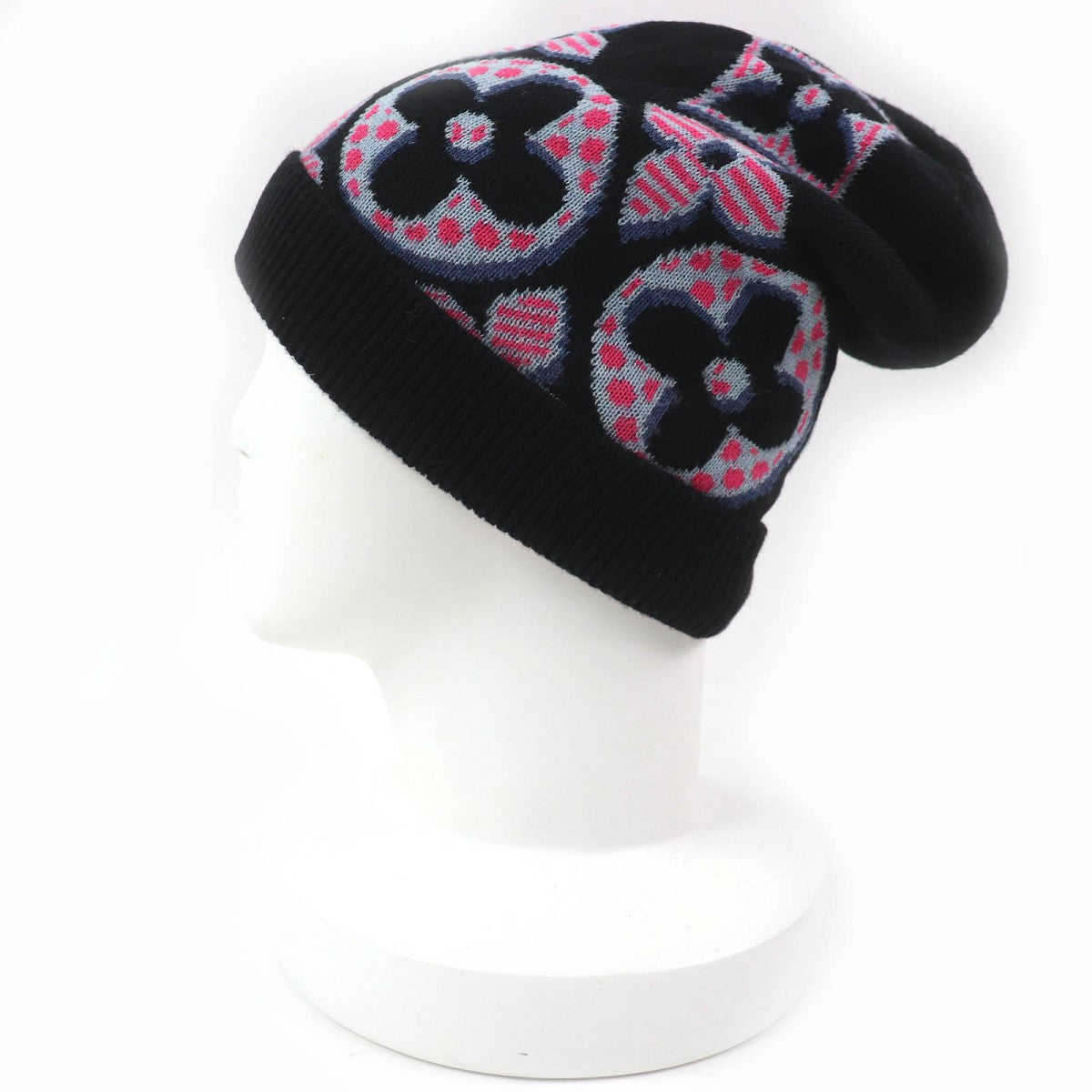 LOUIS VUITTON Knit cap M73898 Main: 100% wool Black Pink Blue Gray type Bone Giant mens