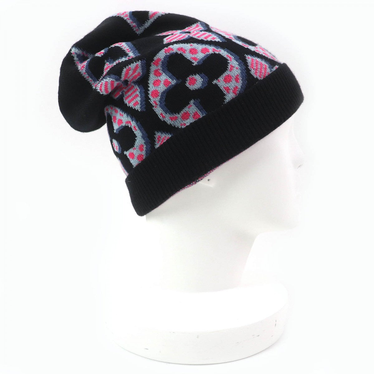 LOUIS VUITTON Knit cap M73898 Main: 100% wool Black Pink Blue Gray type Bone Giant mens