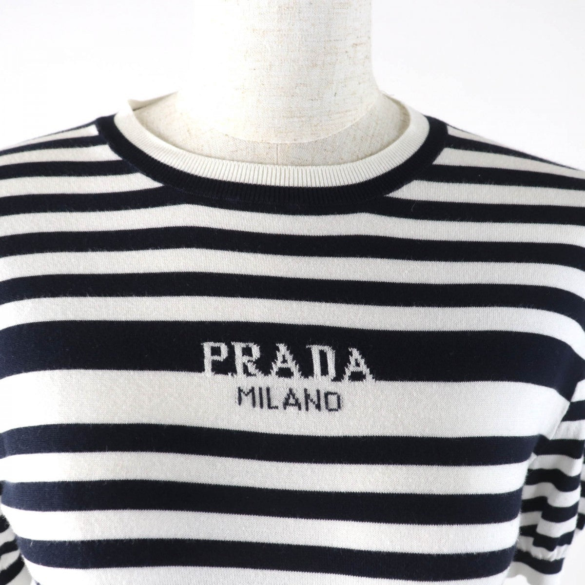 PRADA Short sleeve T-shirt P24V1D Main: 97% cotton, Main: 1% polyamide, Main: 1% elastane White Dark Navy Women 36